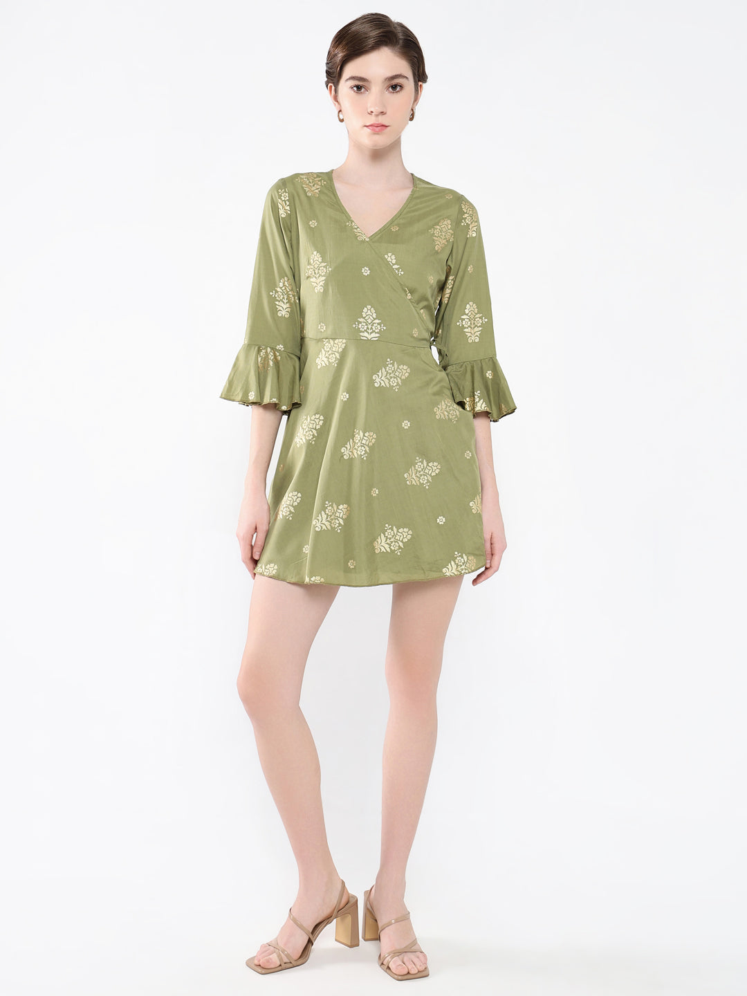 Women's Olive Printed Dress