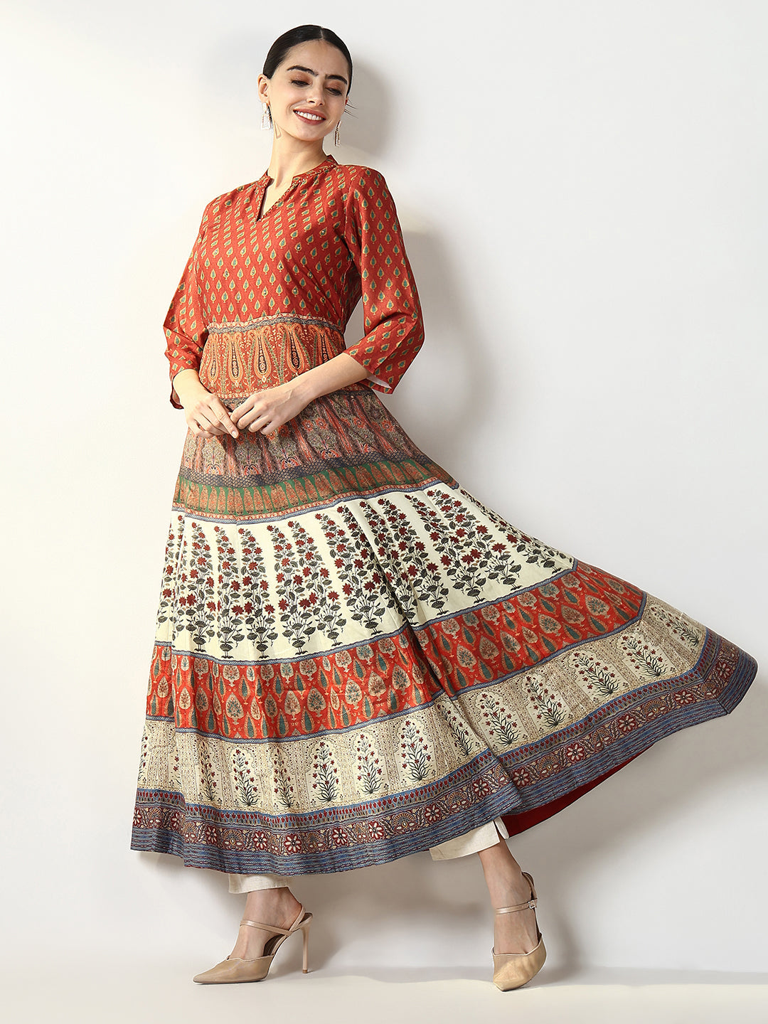 Women Multi Graphic Anarkali Kurta