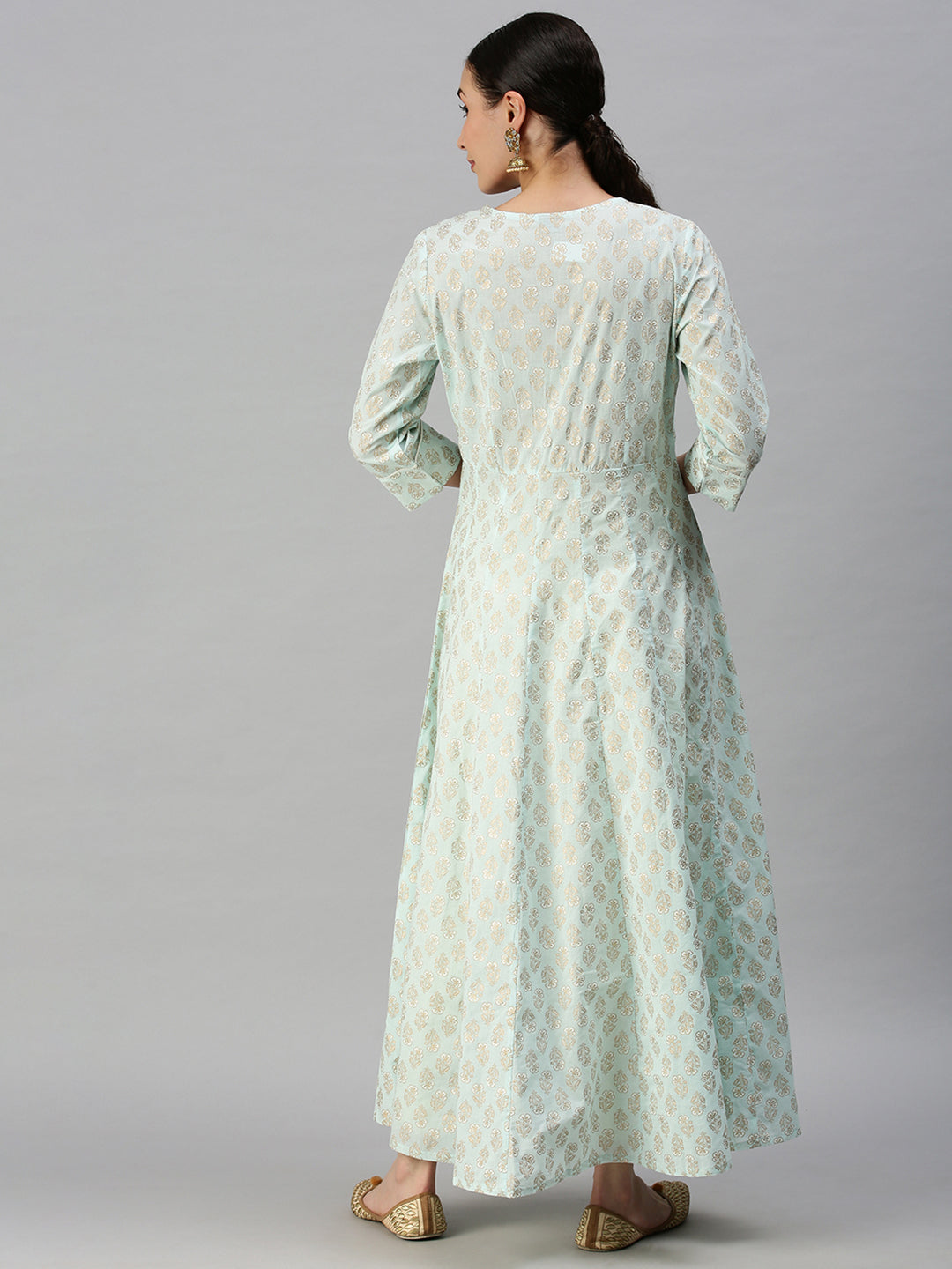 Women's Printed Blue Anarkali Kurta