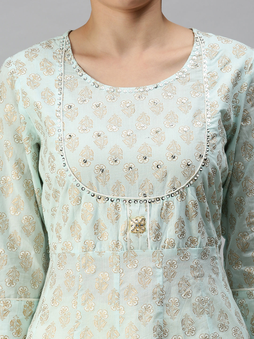 Women's Printed Blue Anarkali Kurta