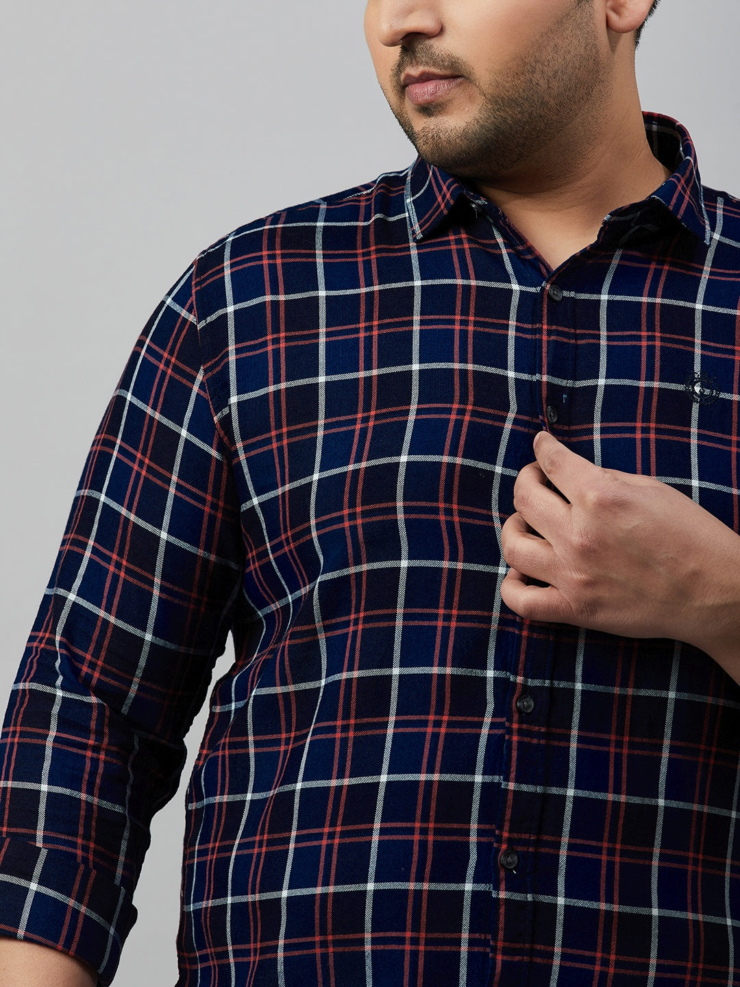 Men Checked Navy Blue Comfort Shirt