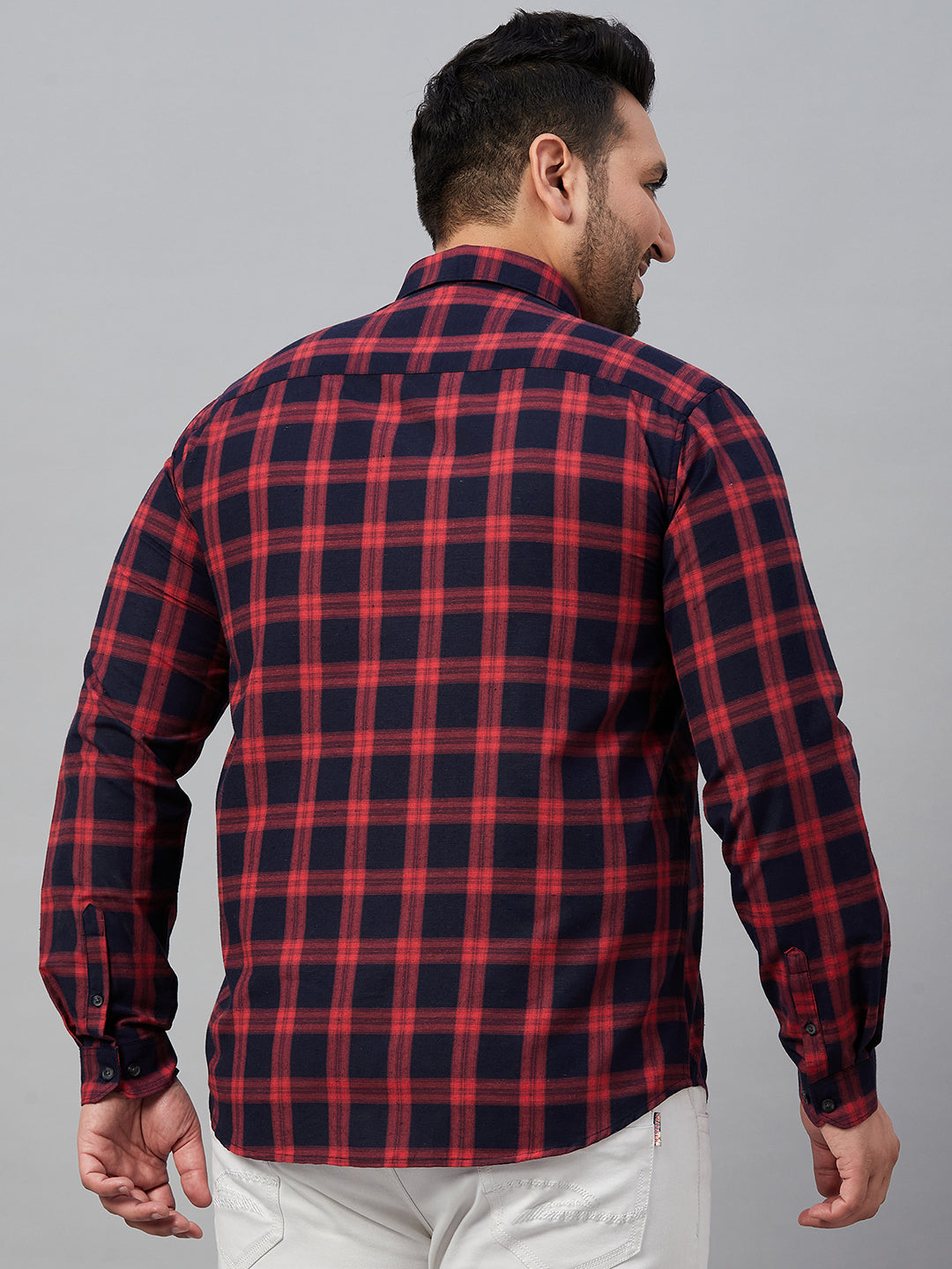 Men Checked Navy Blue Comfort Shirt