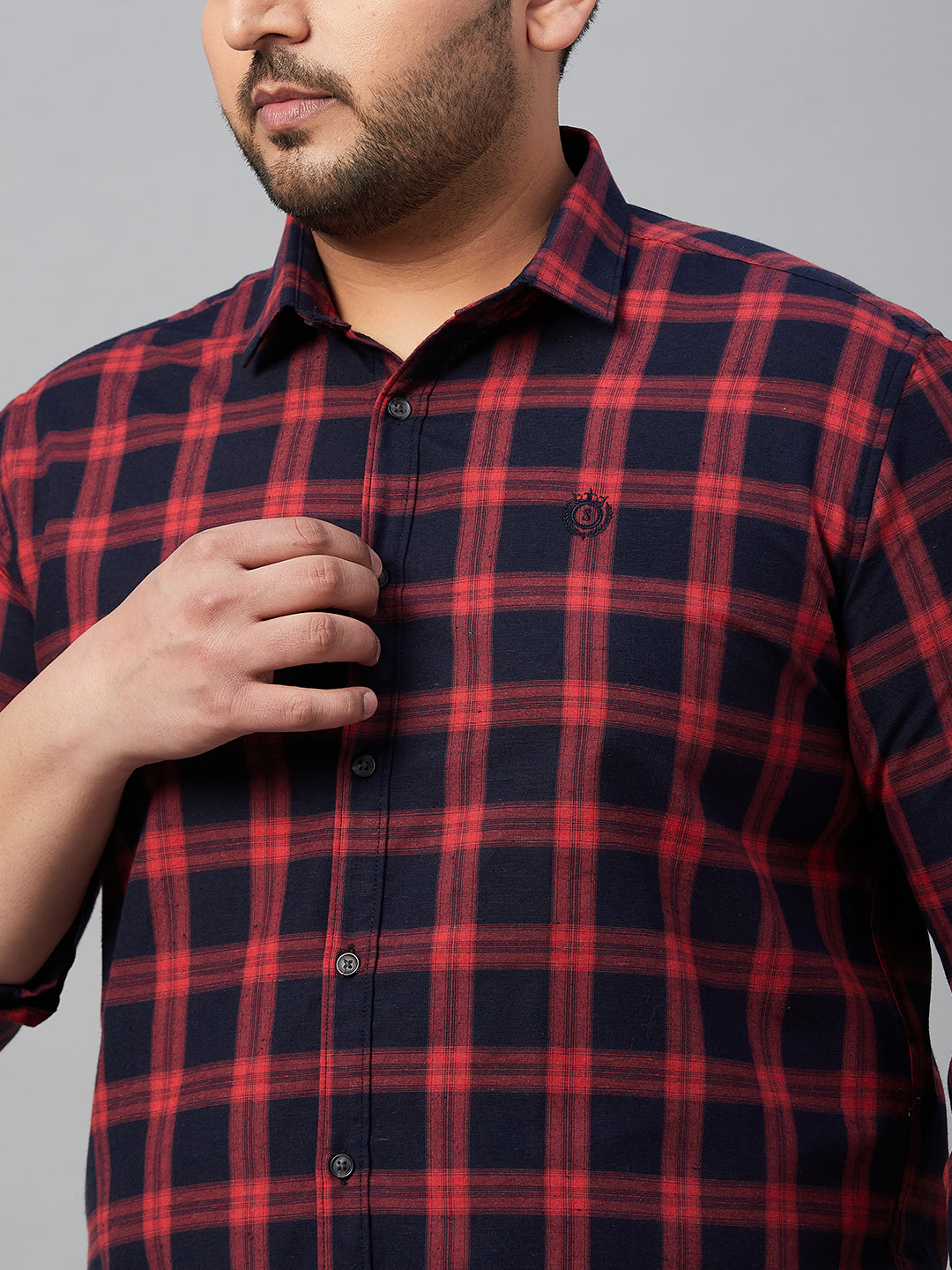 Men Checked Navy Blue Comfort Shirt