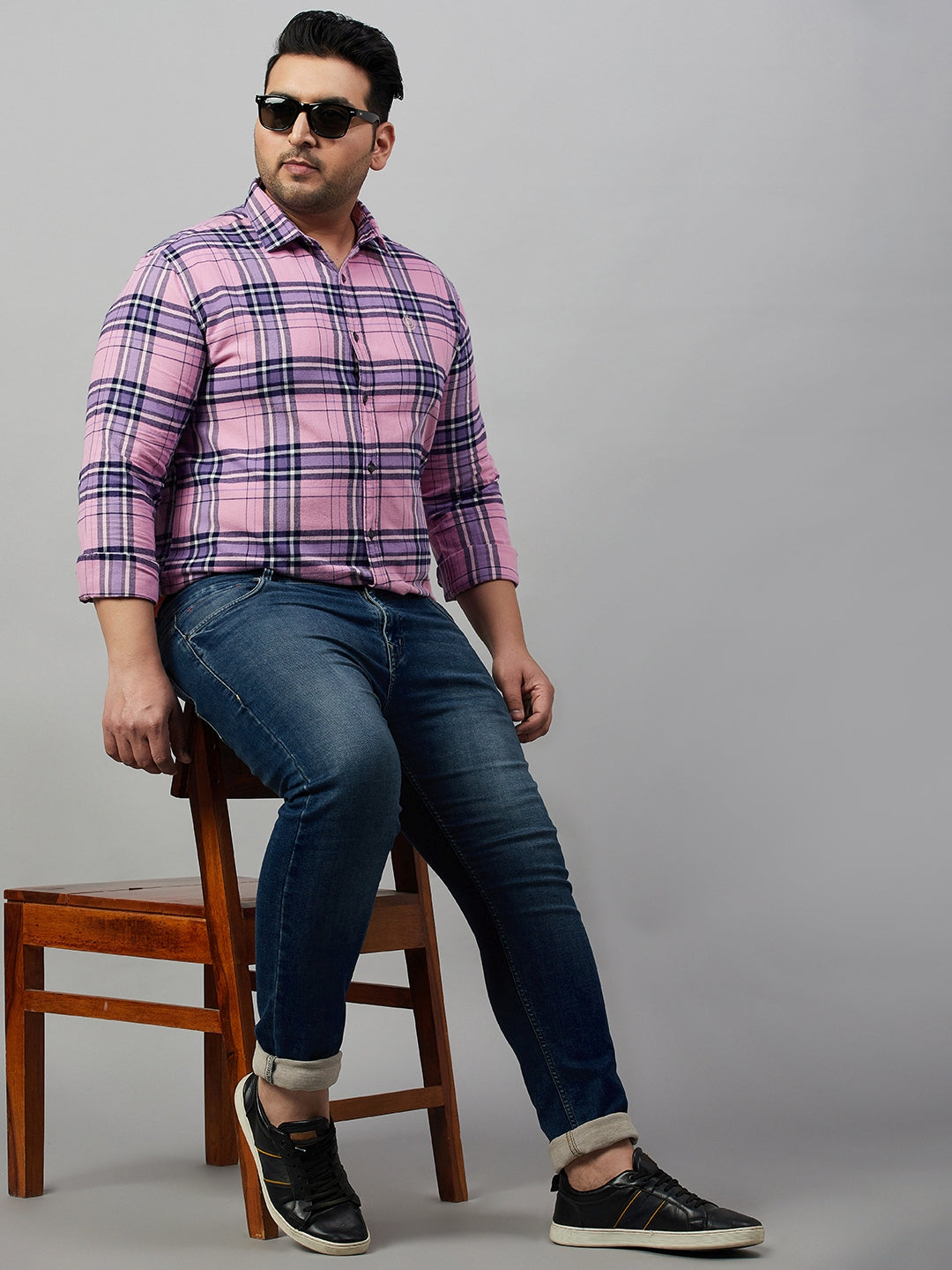 Men Checked Pink Comfort Shirt