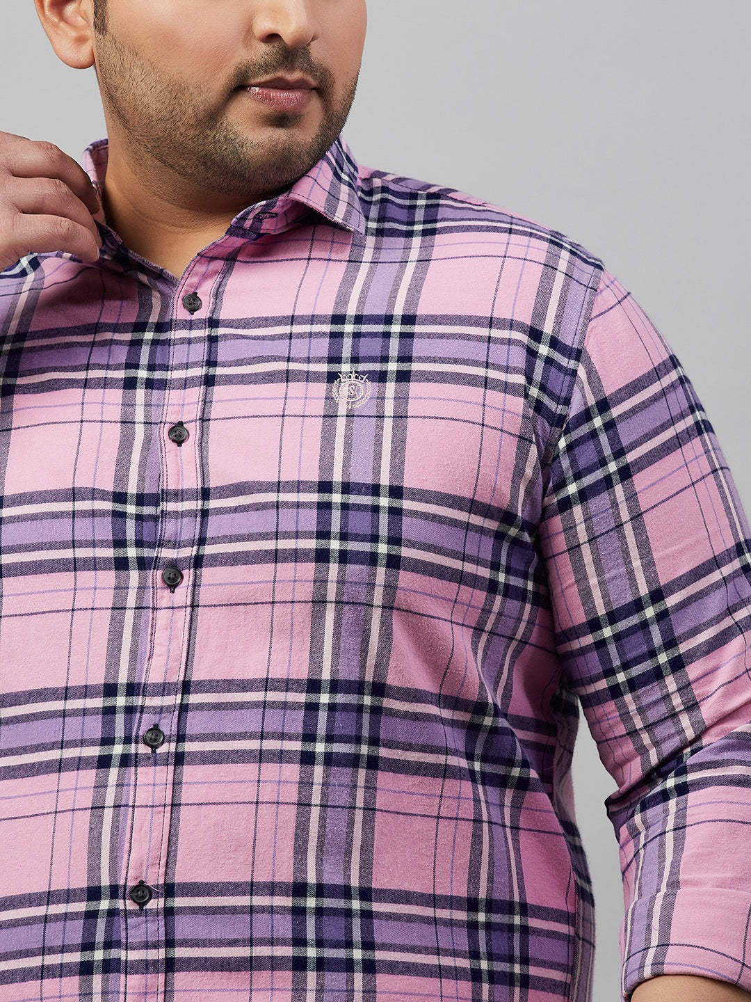 Men Checked Pink Comfort Shirt