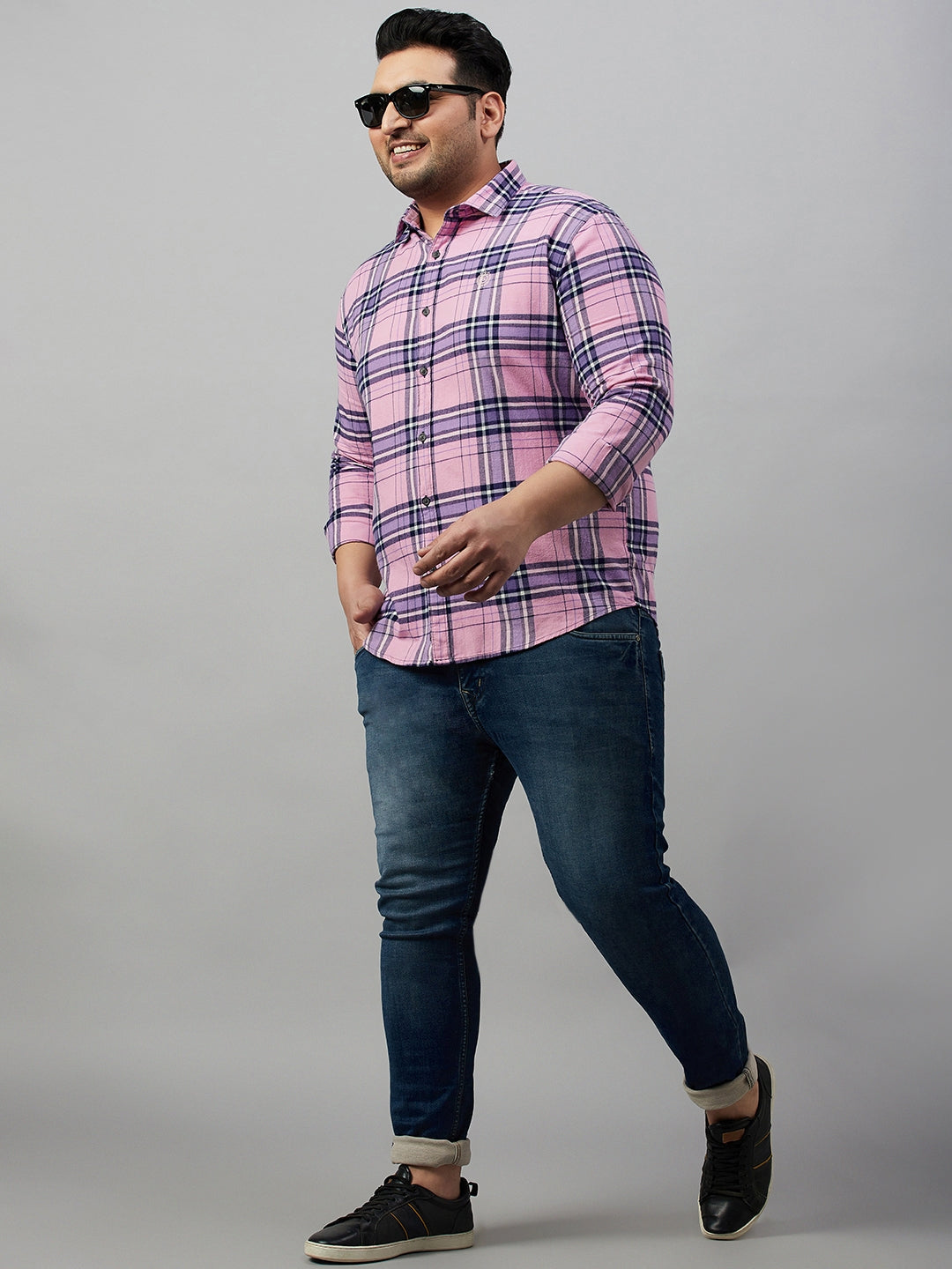 Men Checked Pink Comfort Shirt