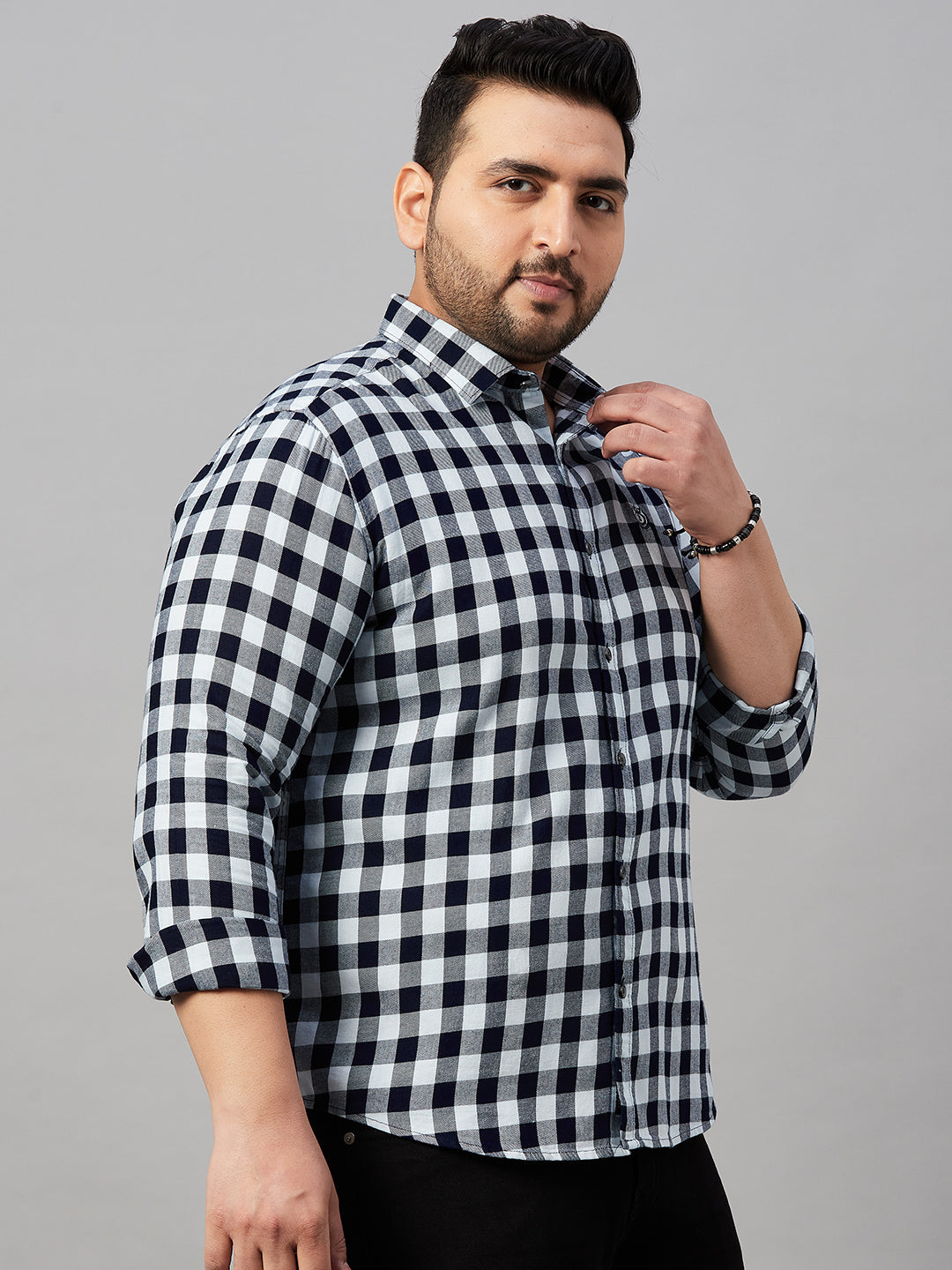 Men Checked Navy Blue Comfort Shirt