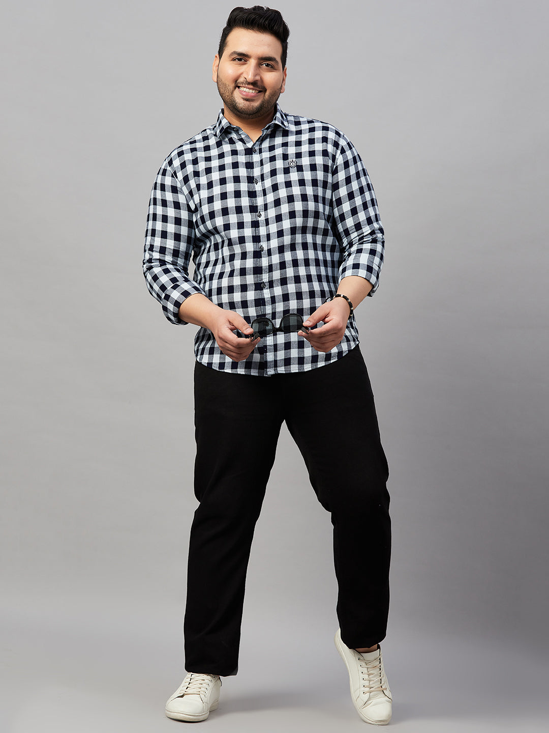 Men Checked Navy Blue Comfort Shirt