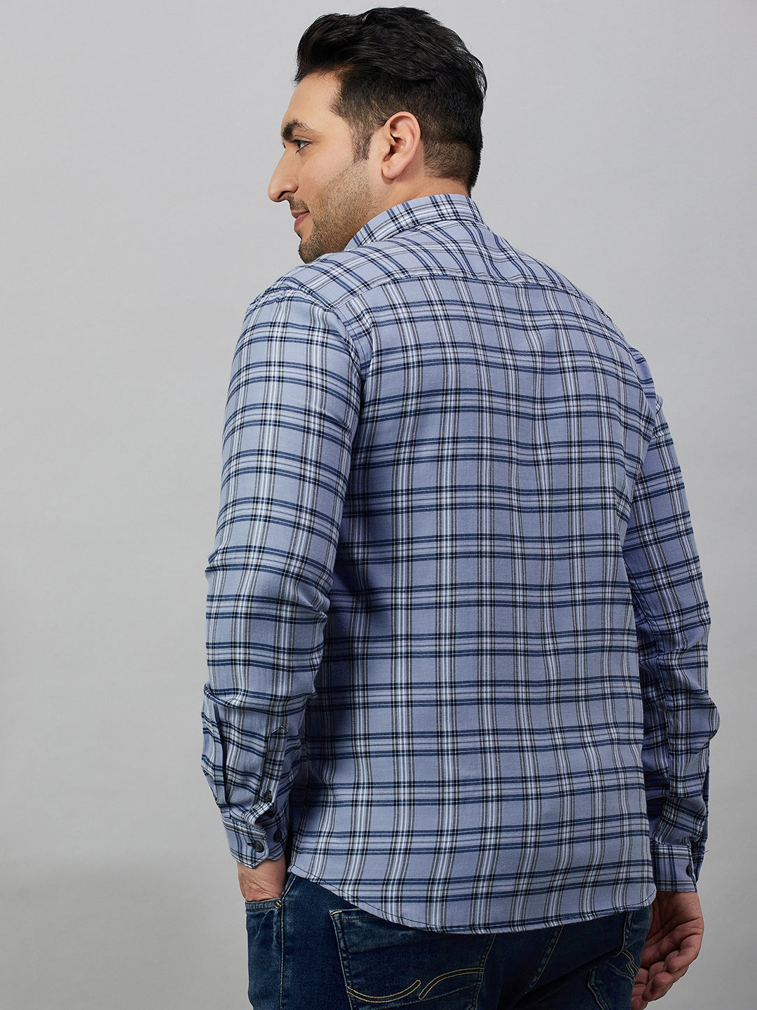 Men Checked Blue Comfort Shirt