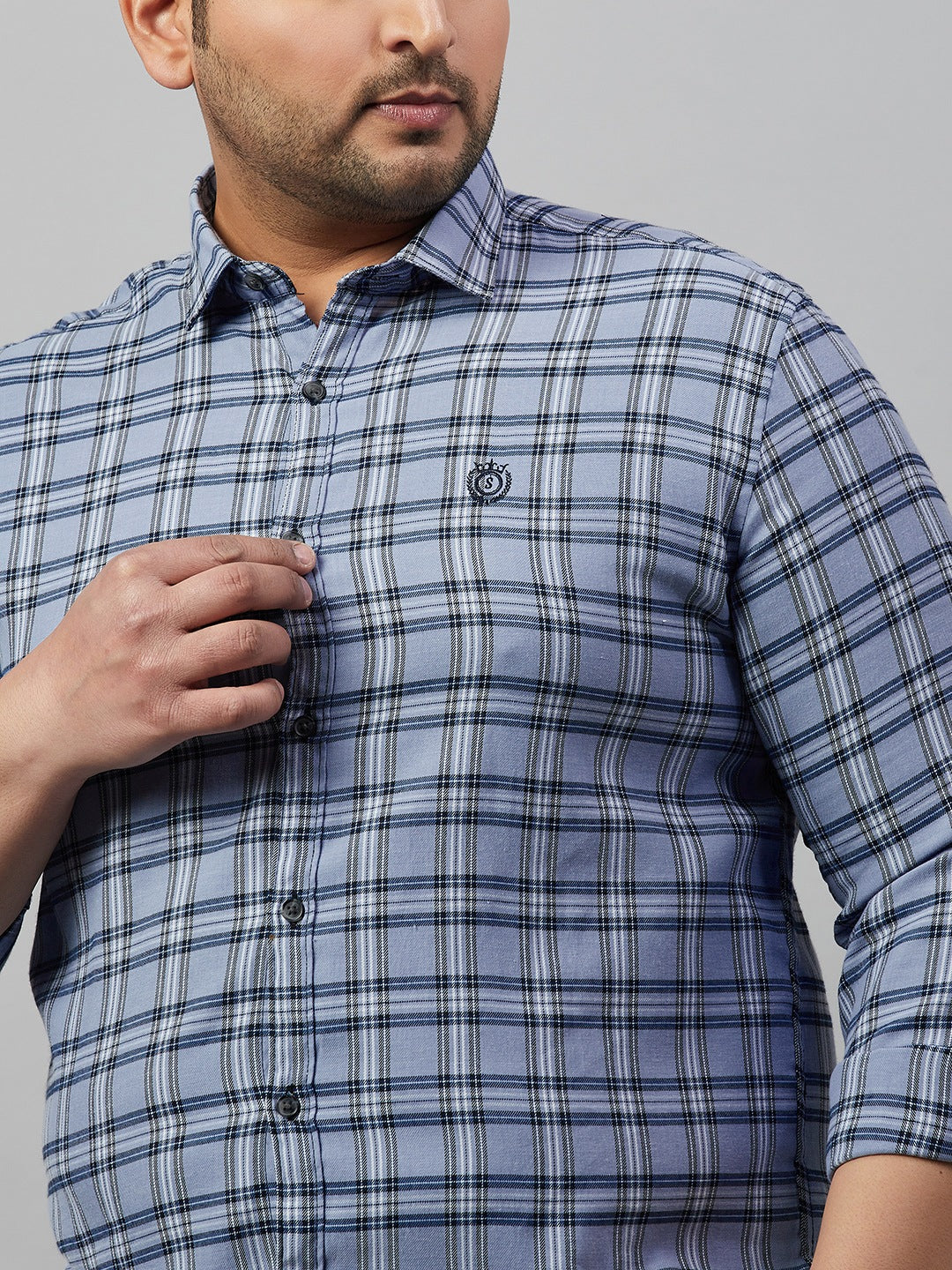 Men Checked Blue Comfort Shirt