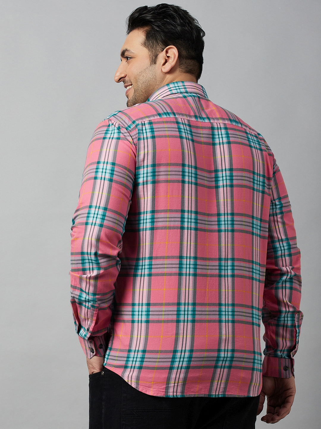 Men Checked Pink Comfort Shirt