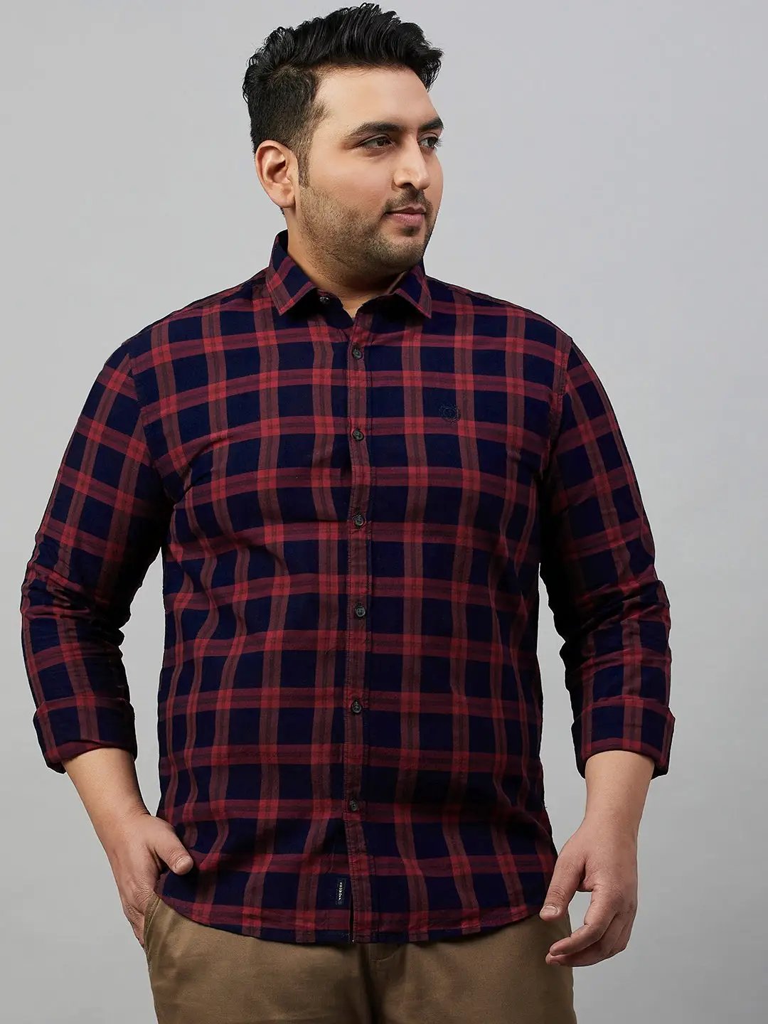 Men's Checked Maroon Comfort Shirt