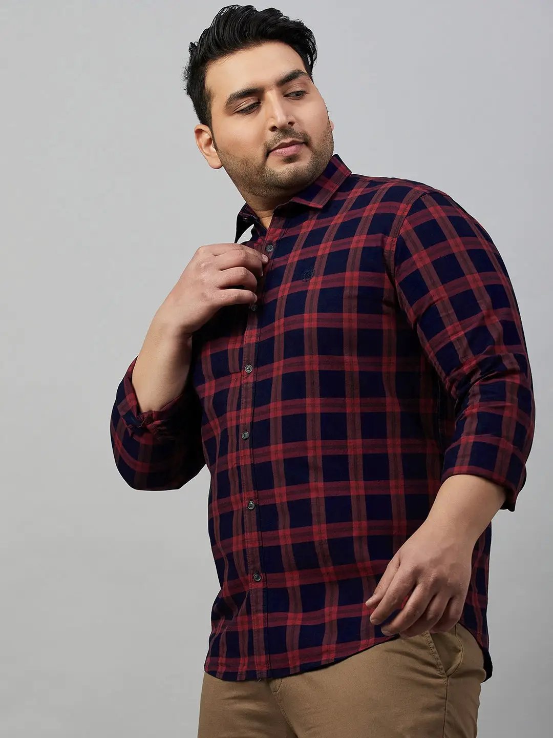 Men's Checked Maroon Comfort Shirt
