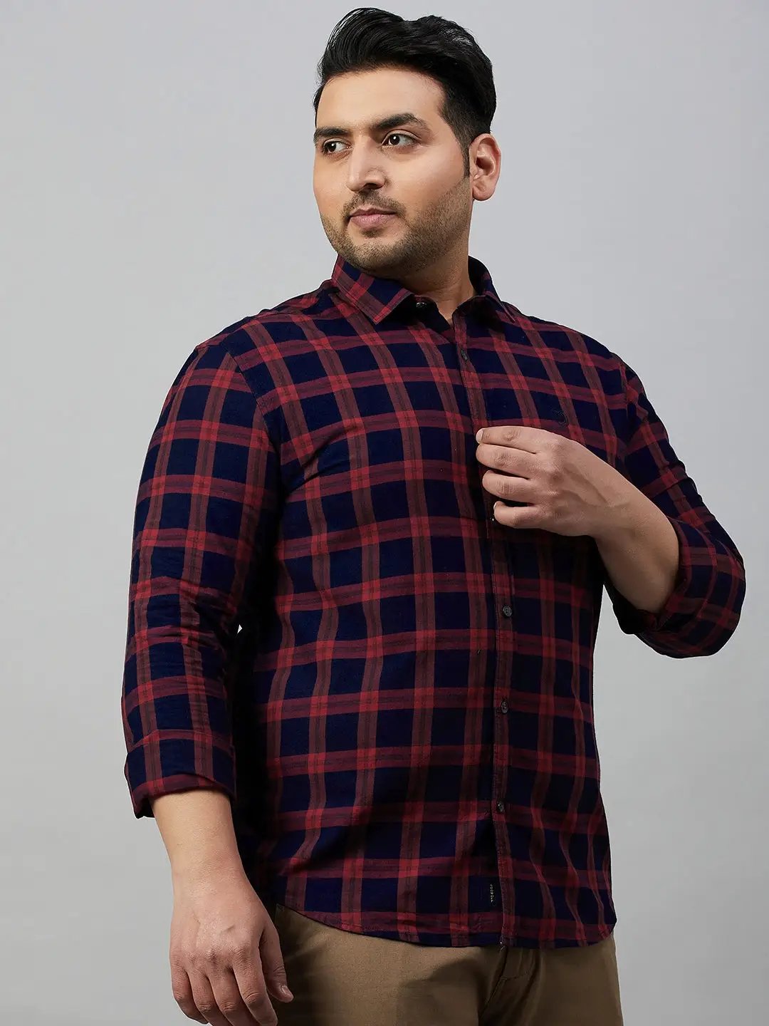 Men's Checked Maroon Comfort Shirt