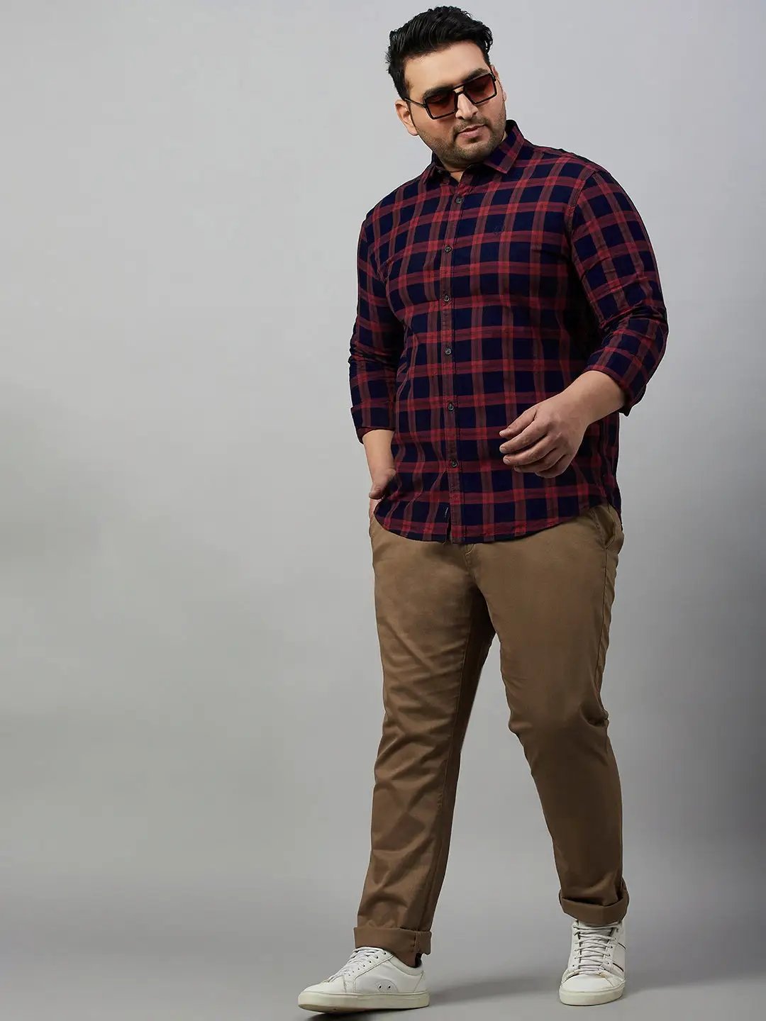 Men's Checked Maroon Comfort Shirt