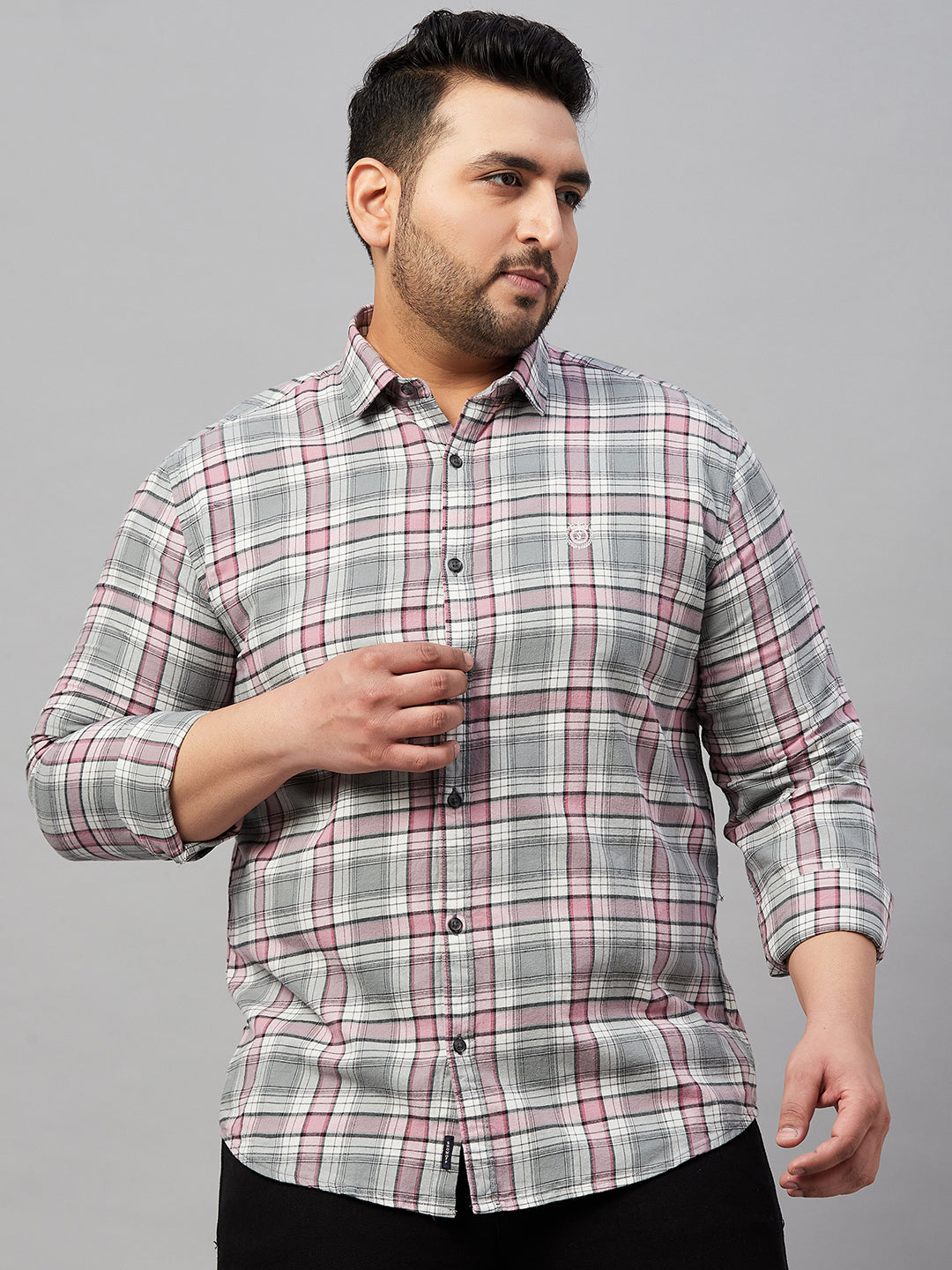 Men Checked Grey Comfort Shirt