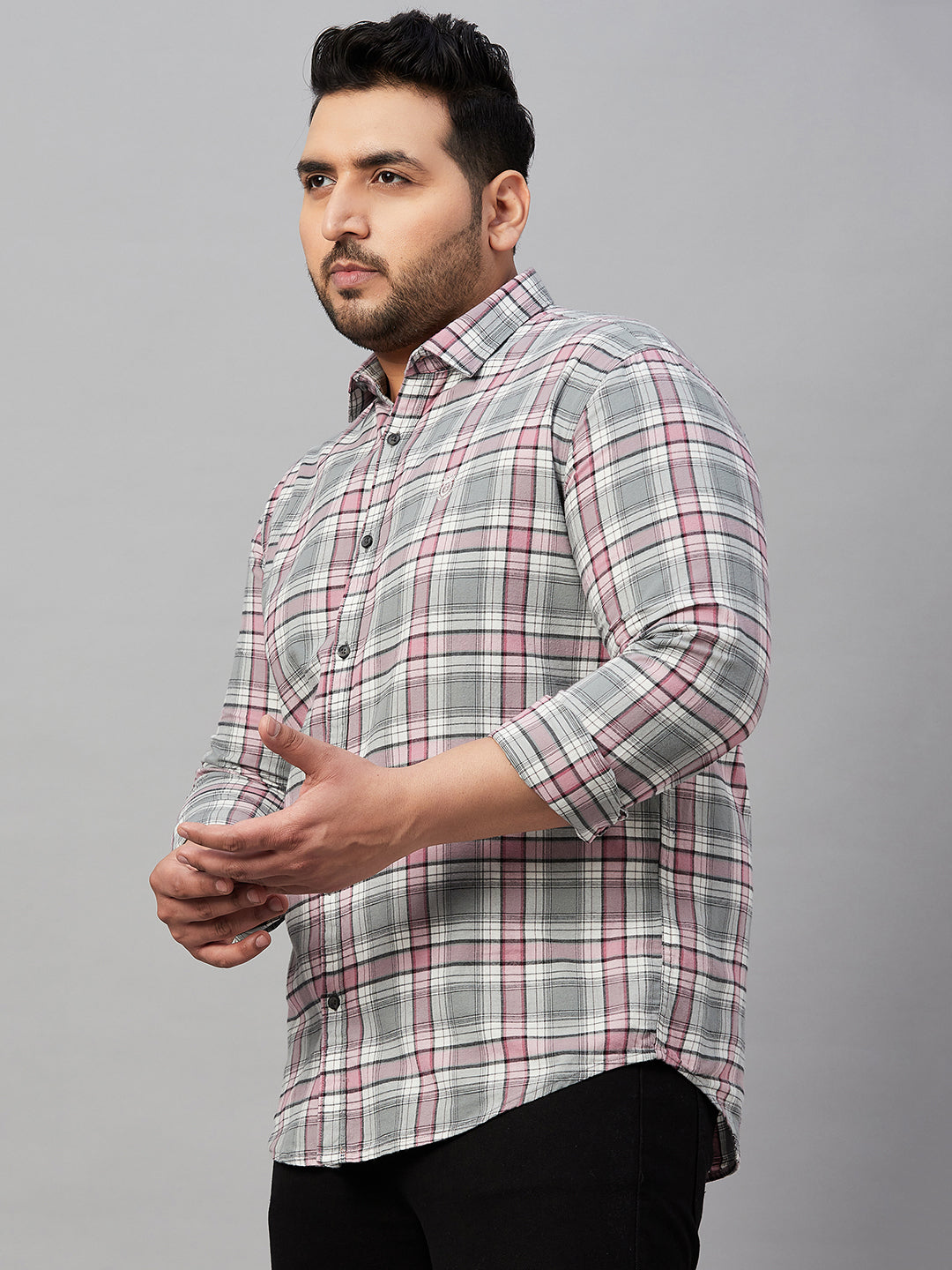 Men Checked Grey Comfort Shirt