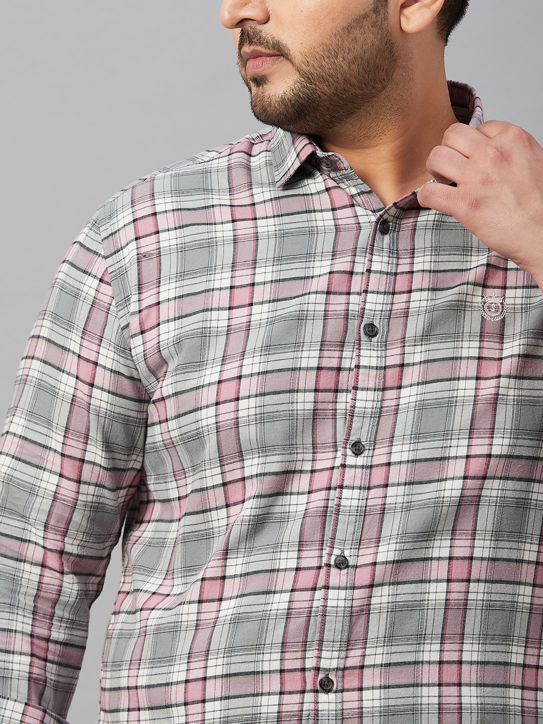 Men Checked Grey Comfort Shirt