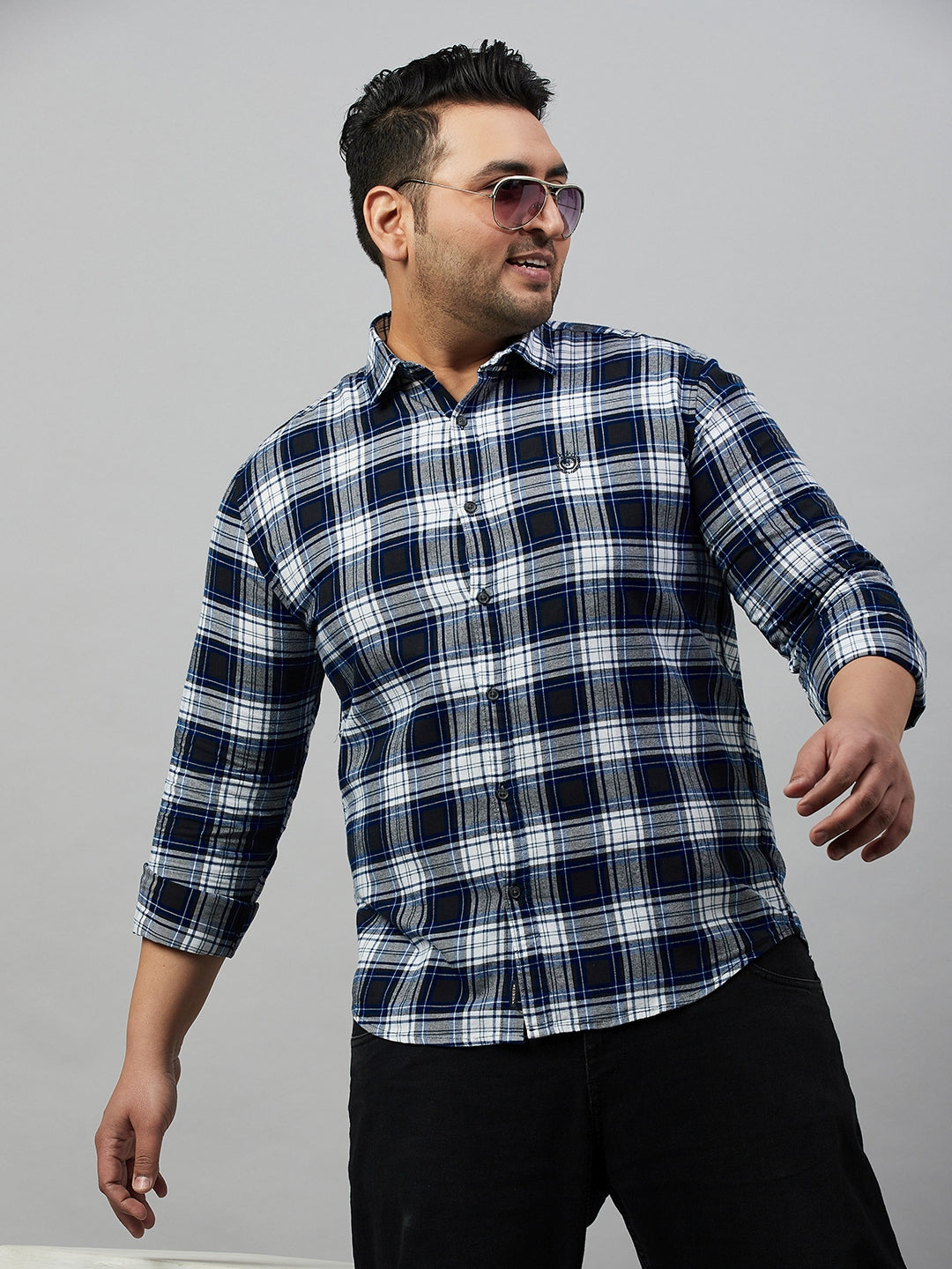 Men Checked Blue Comfort Shirt