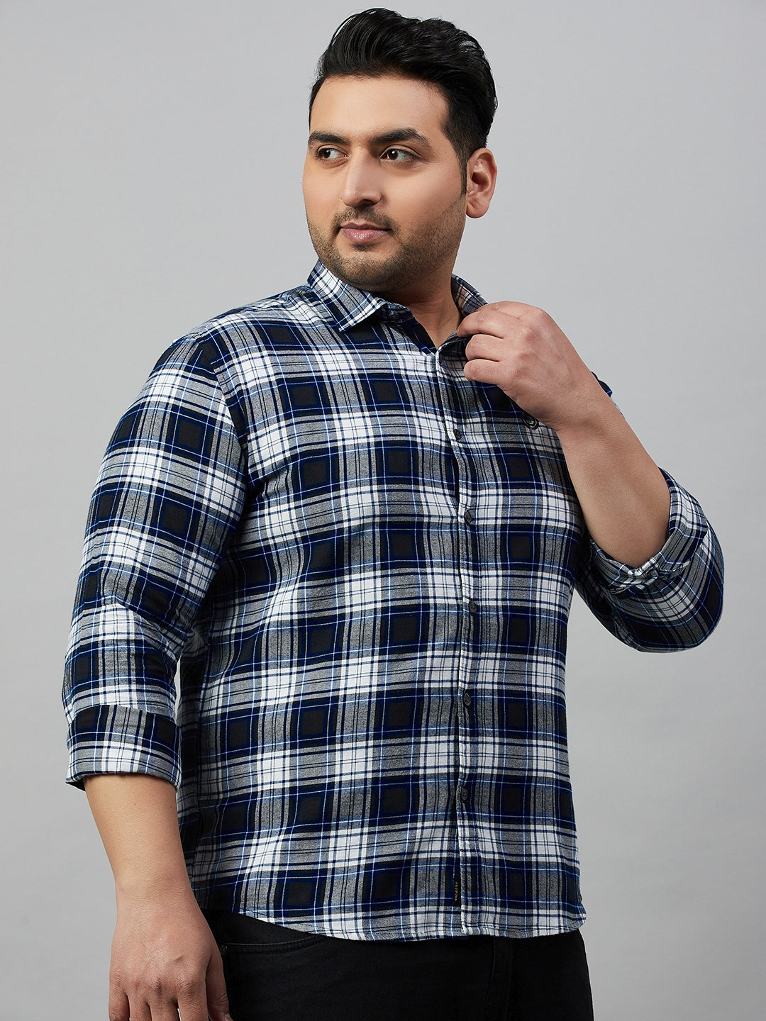 Men Checked Blue Comfort Shirt