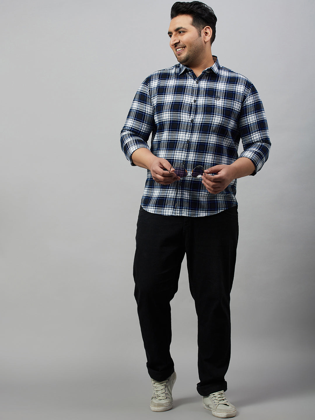 Men Checked Blue Comfort Shirt