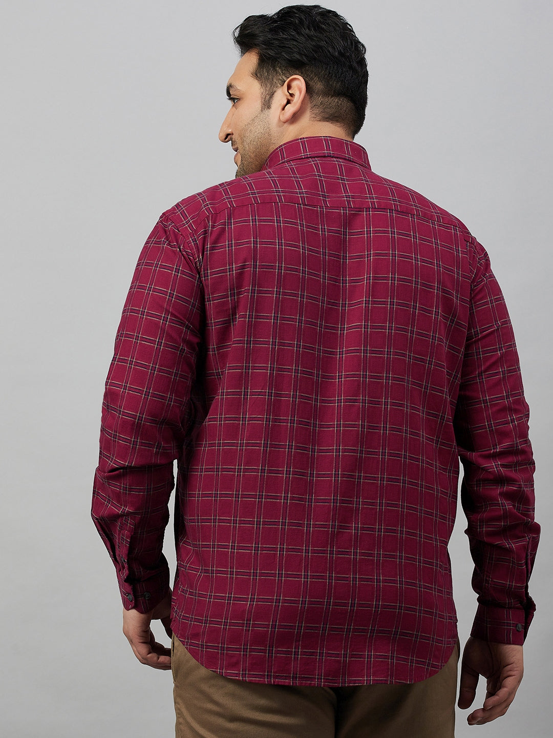 Men Checked Maroon Comfort Shirt