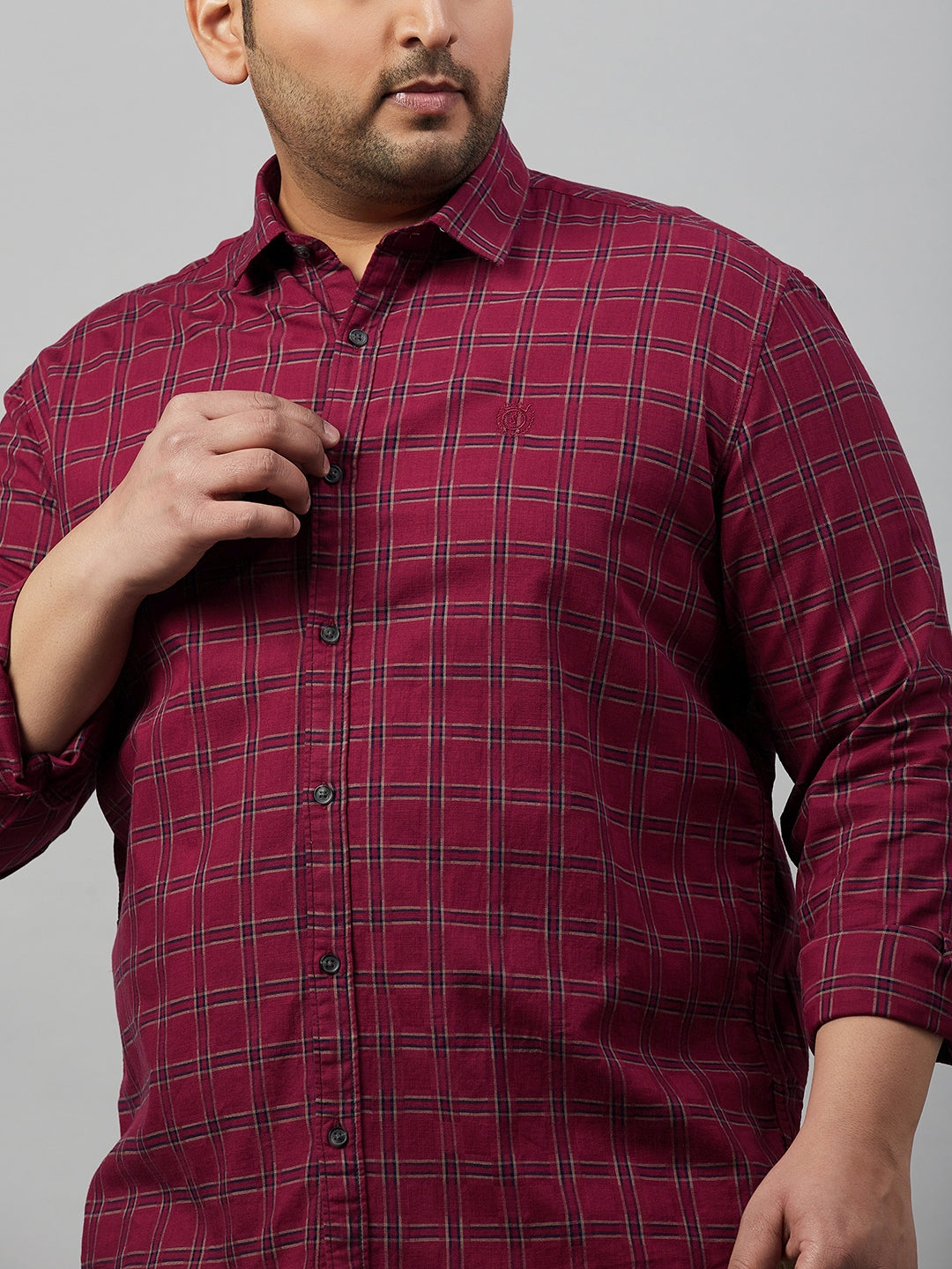 Men Checked Maroon Comfort Shirt