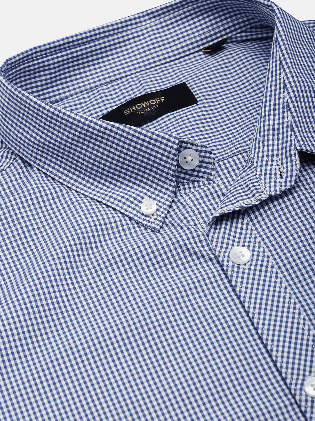 Men Blue Checked Slim Fit Shirt