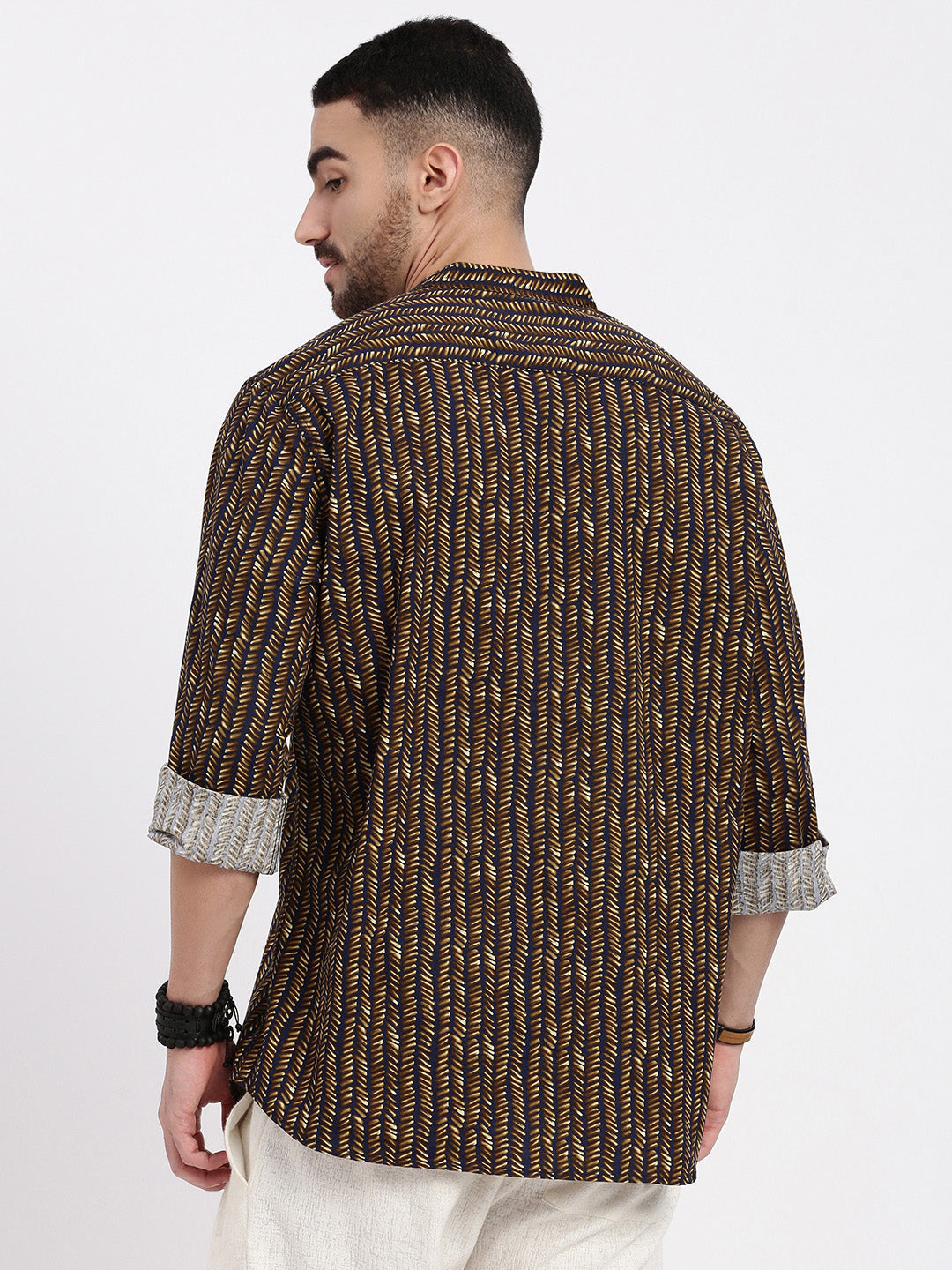 Men Brown Printed Slim Fit Shirt