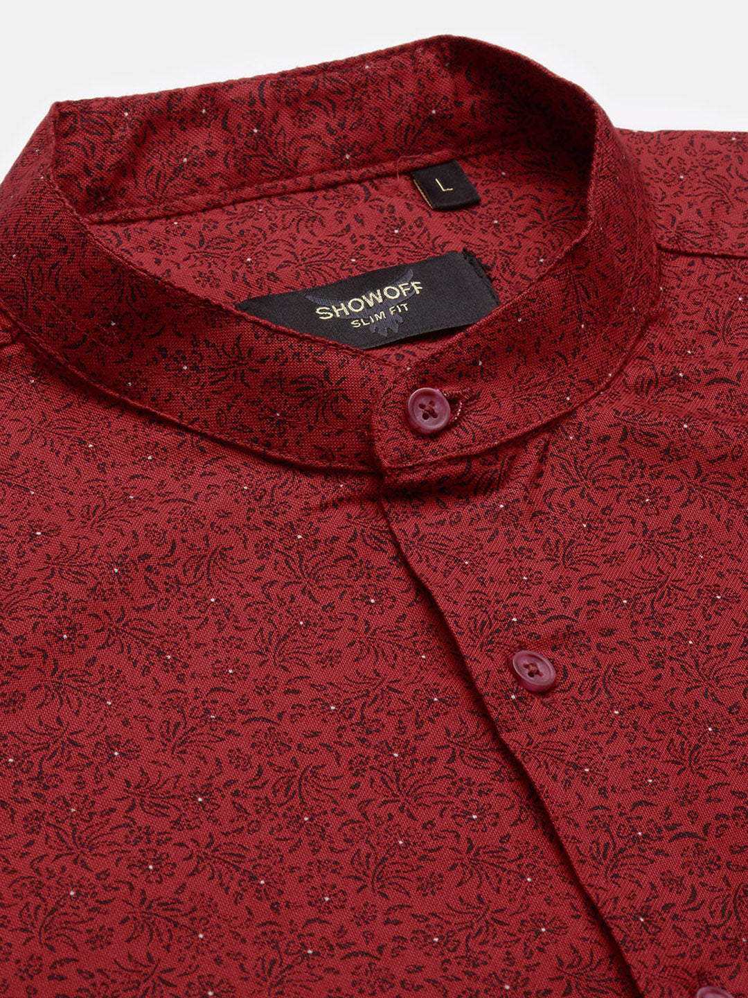 Men Red Printed Slim Fit Shirt