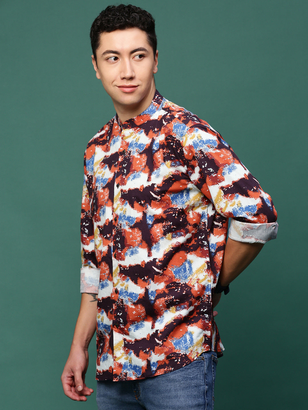 Men Multi Abstract Slim Fit Shirt