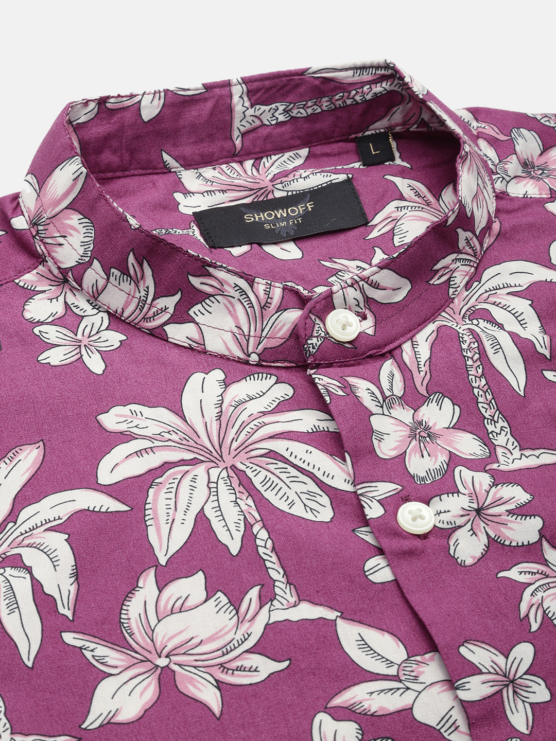 Men Pink Floral Slim Fit Shirt