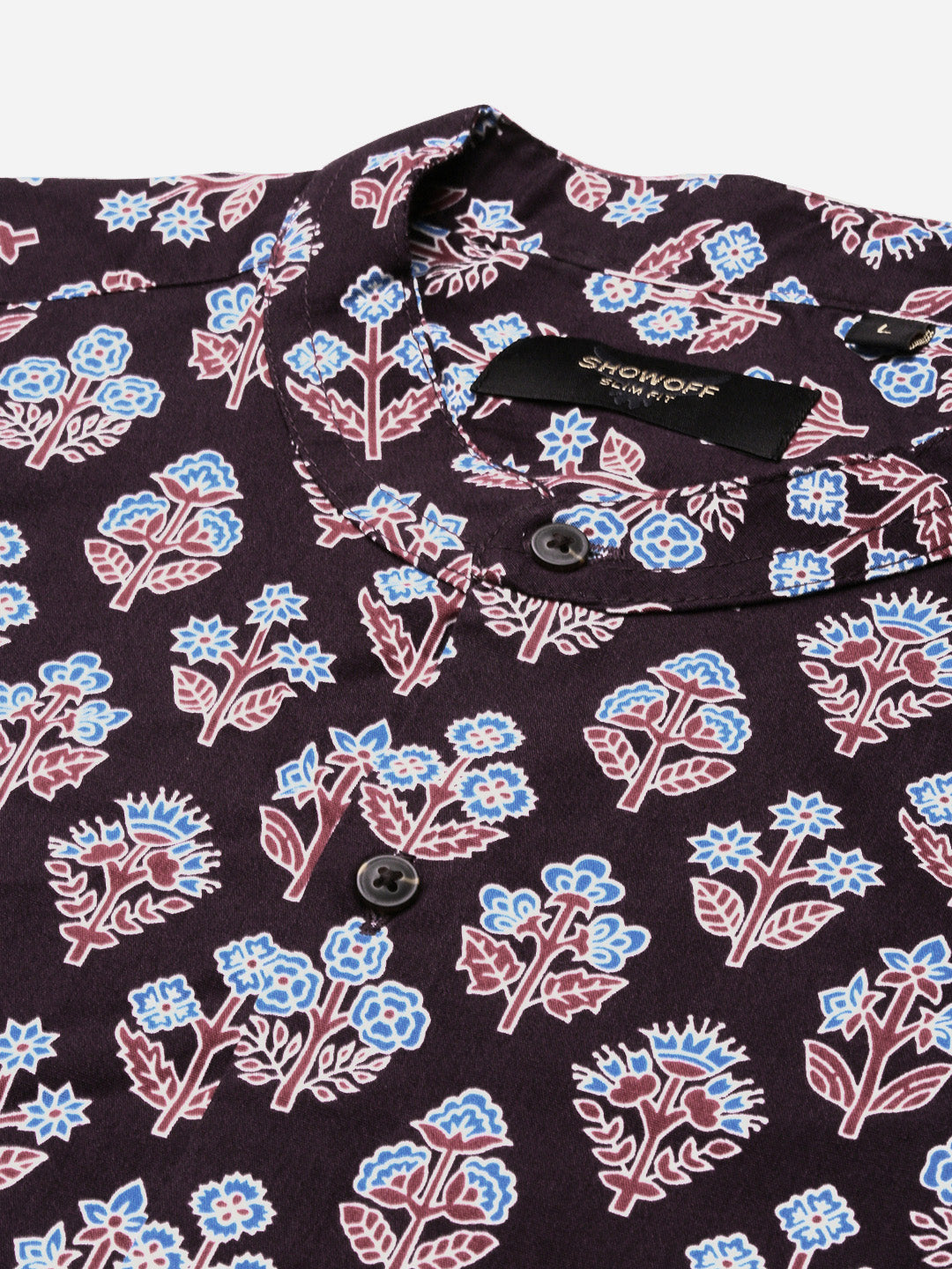 Men Purple Floral Slim Fit Shirt