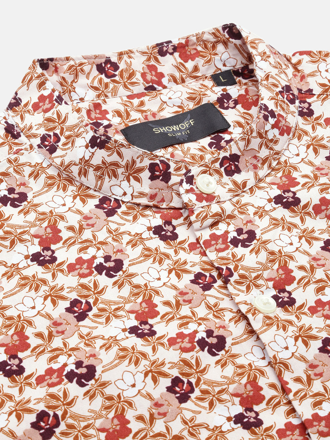 Men Brown Floral Slim Fit Shirt