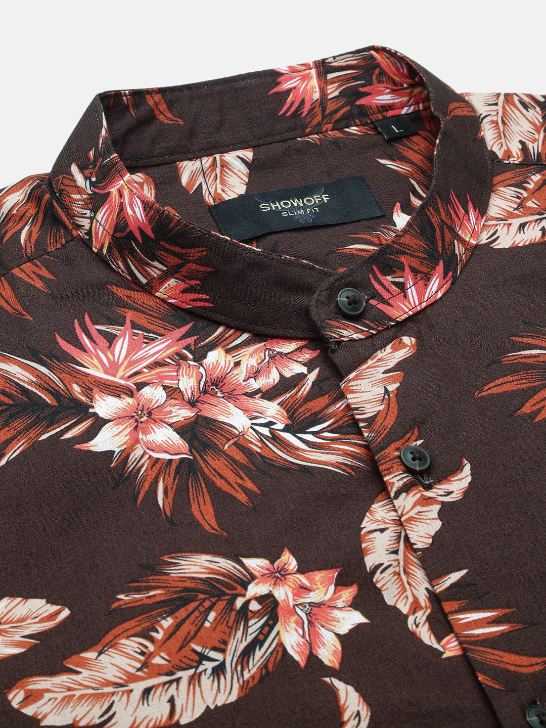 Men Brown Floral Slim Fit Shirt