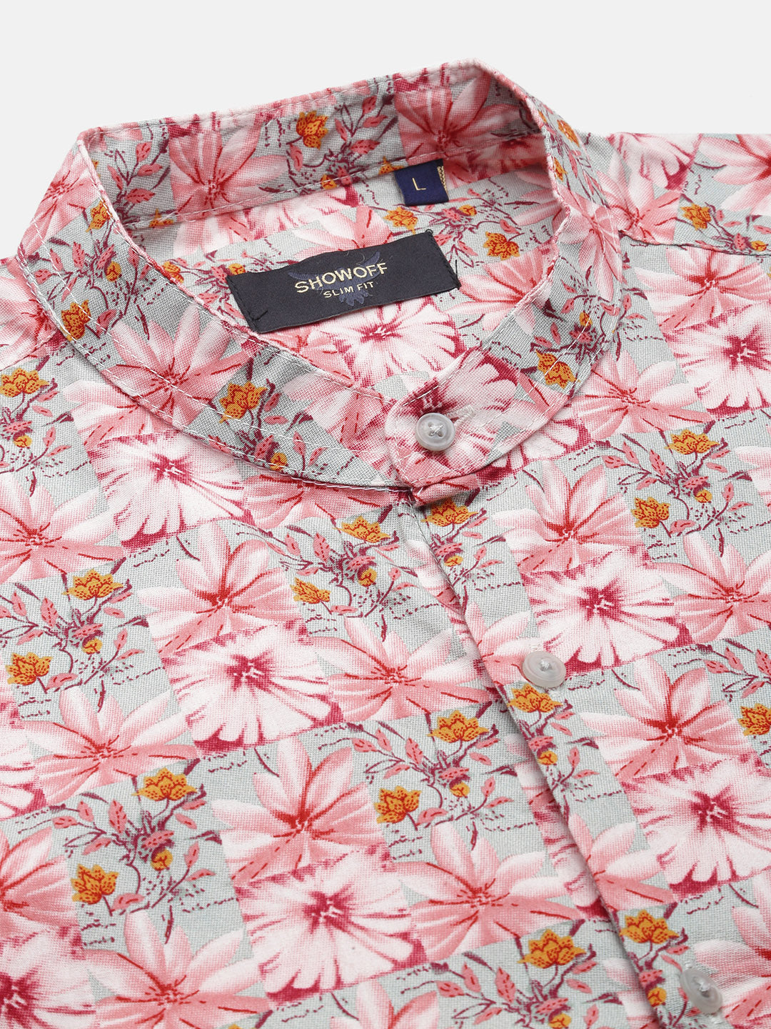 Men Pink Floral Slim Fit Shirt