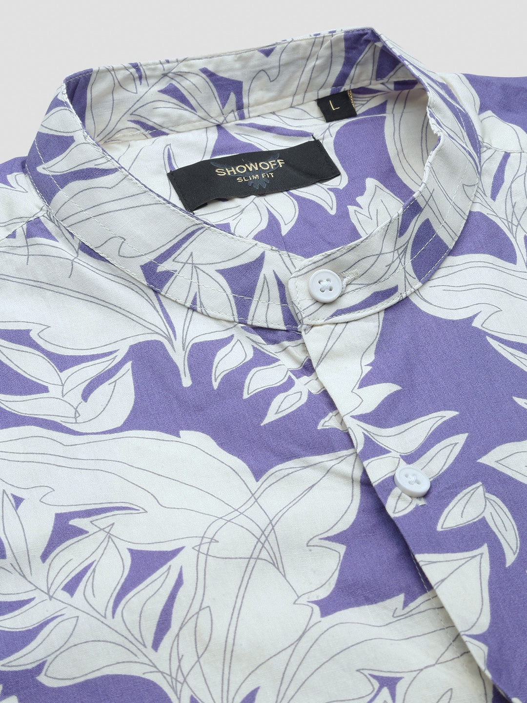 Men Violet Floral Slim Fit Shirt