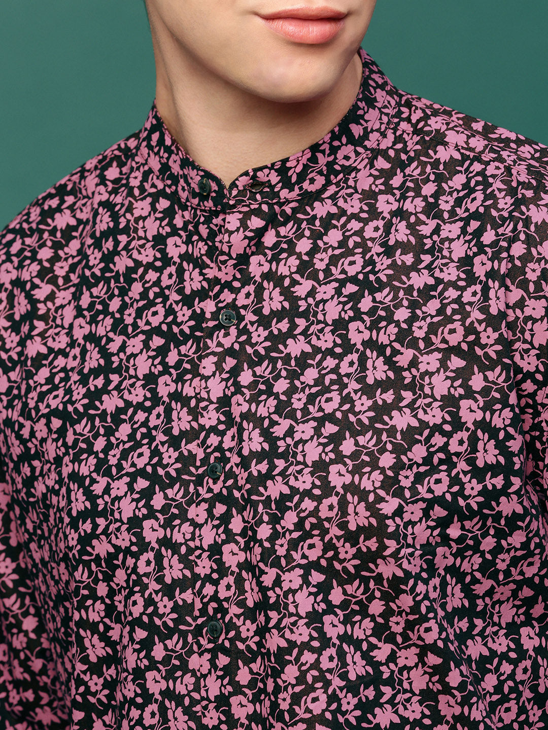 Men Maroon Floral Slim Fit Shirt