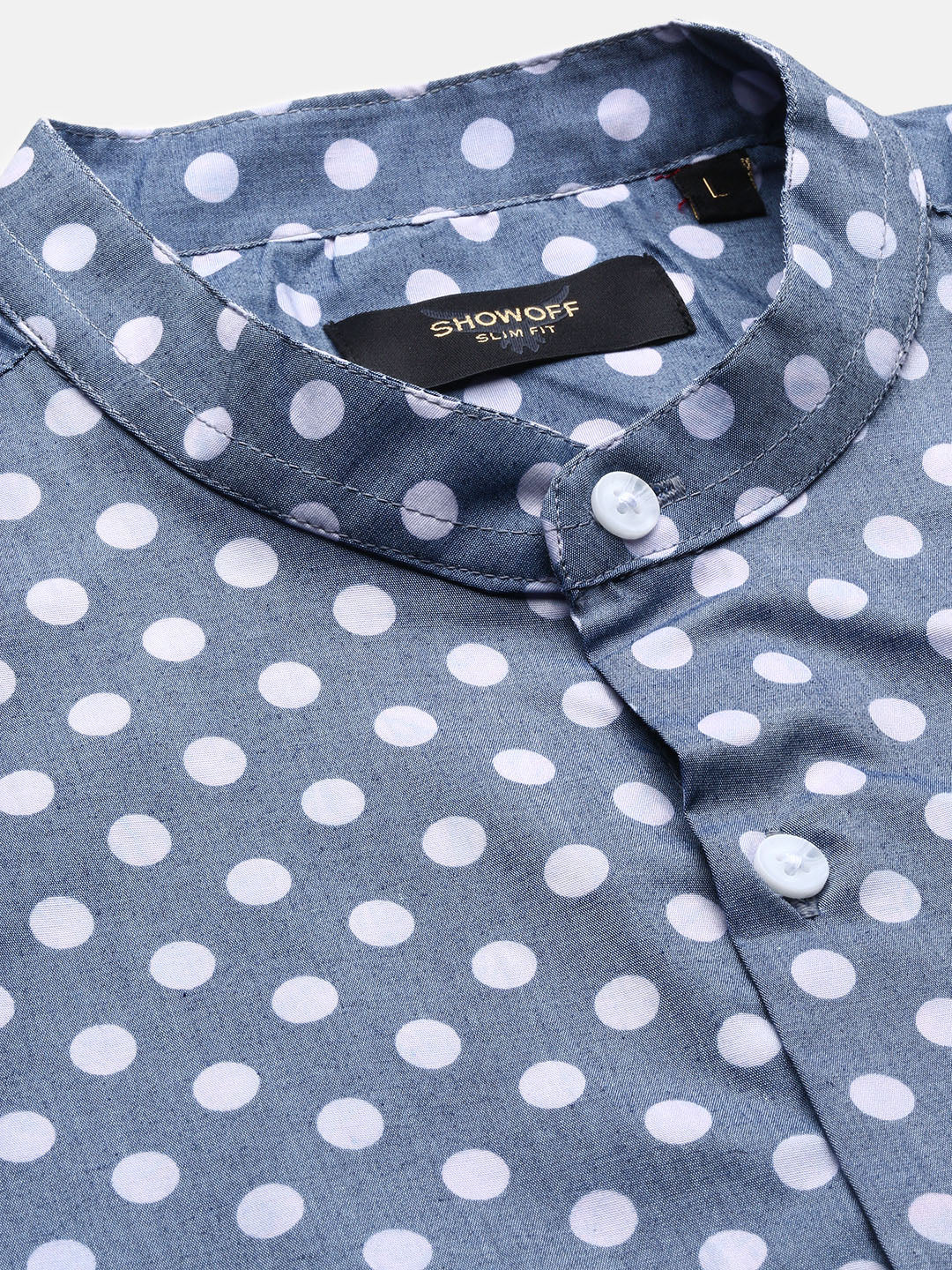 Men Grey Polka Dots Slim Fit Shirt