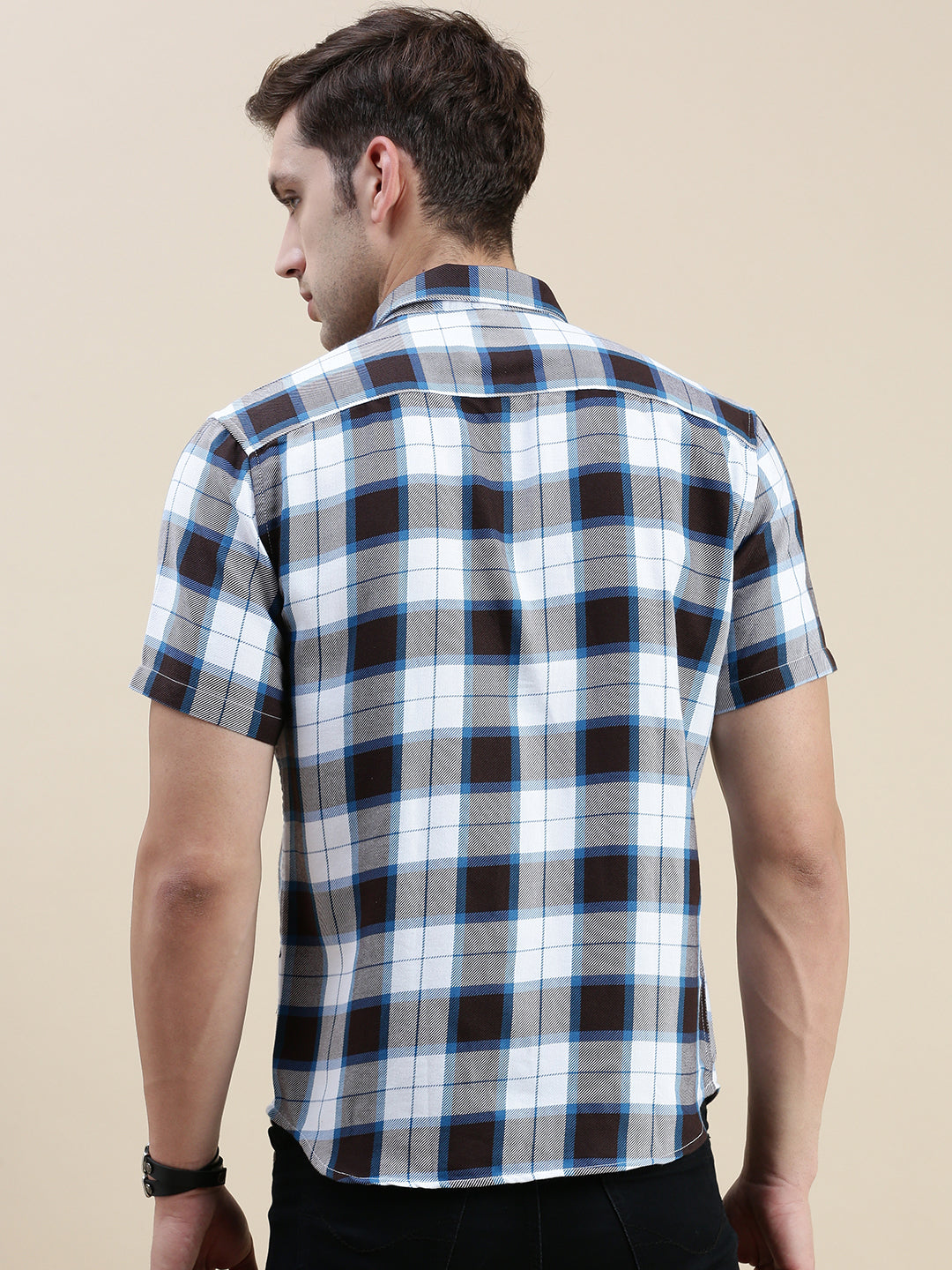 Men Spread Collar Checked Multi Shirt