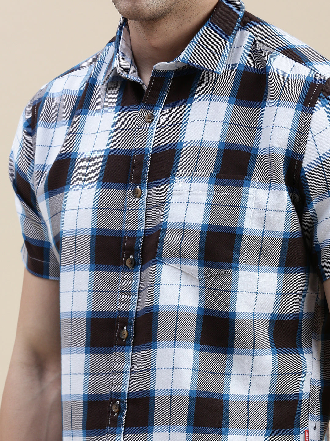 Men Spread Collar Checked Multi Shirt