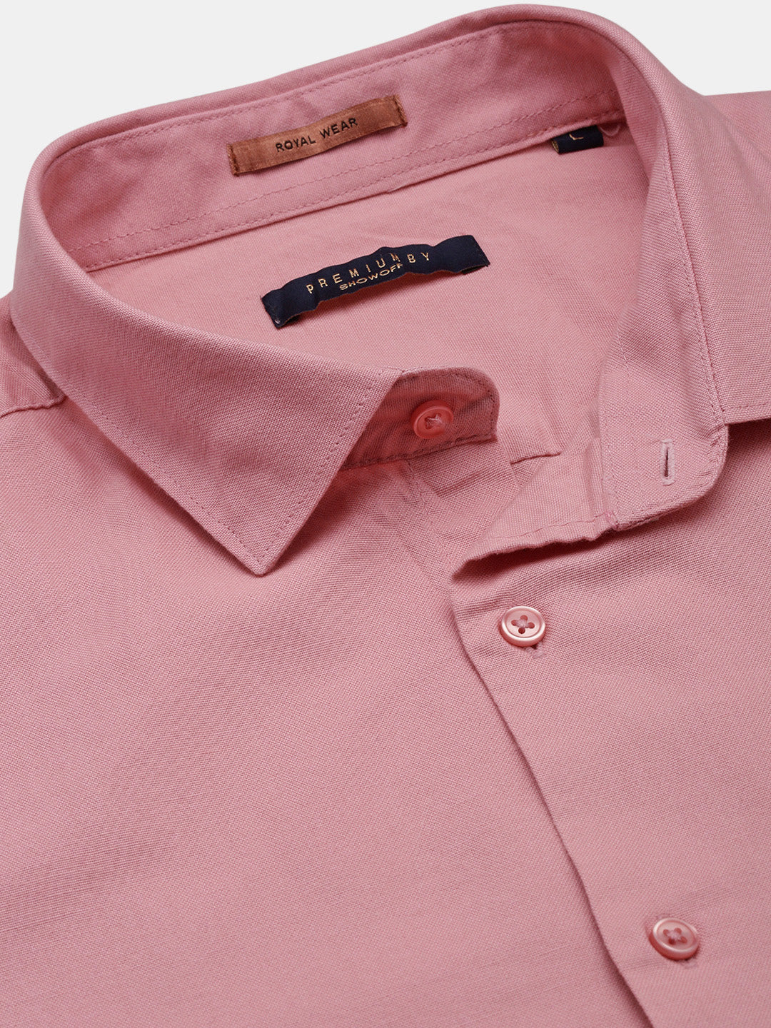 Men Peach Solid Slim Fit Shirt