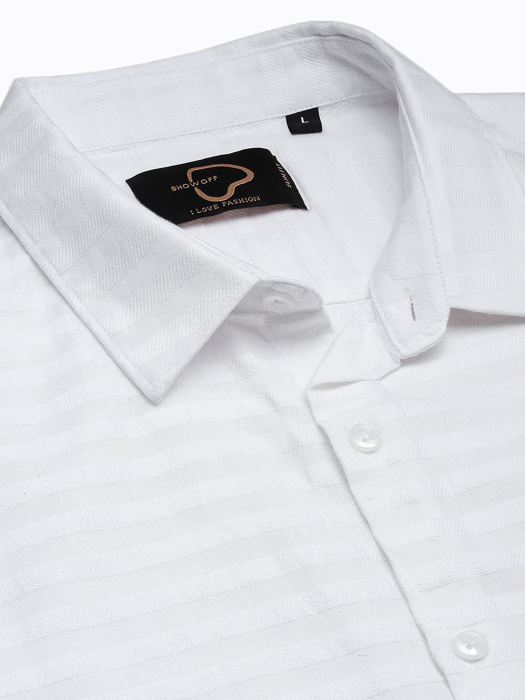 Men Solid White Slim Fit Shirt