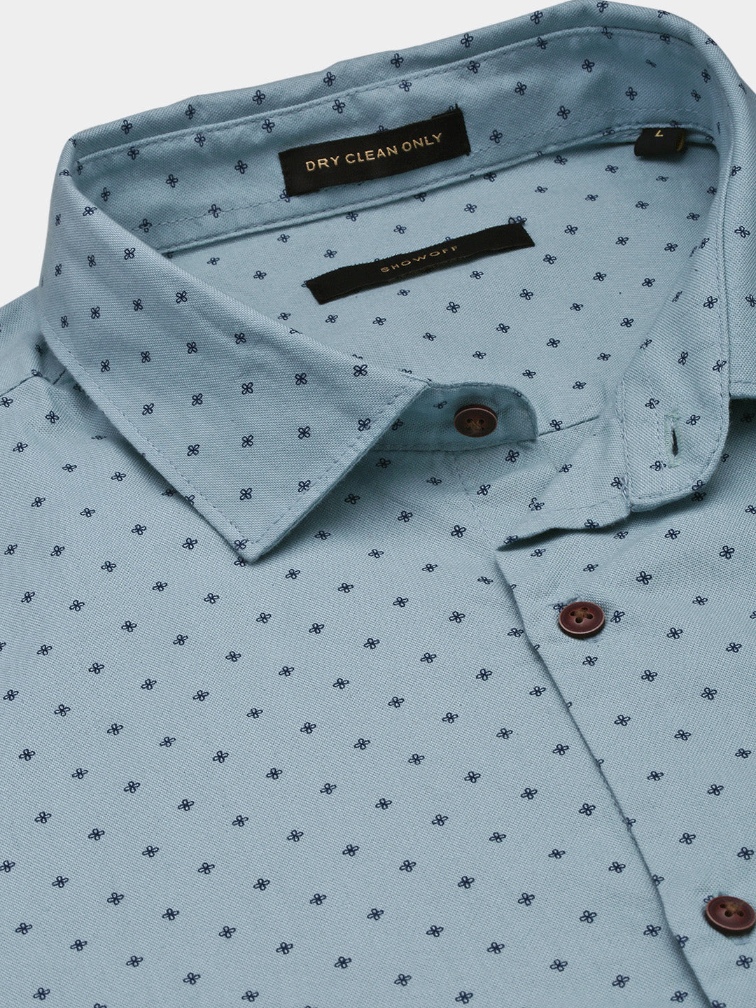 Men Blue Micro Print Slim Fit Shirt