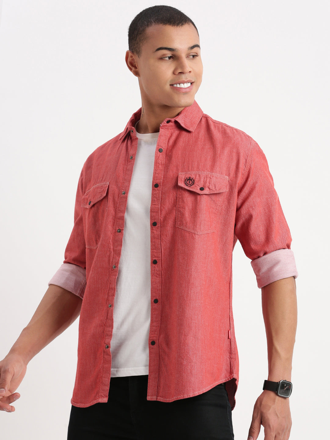 Men Solid Red Shirt