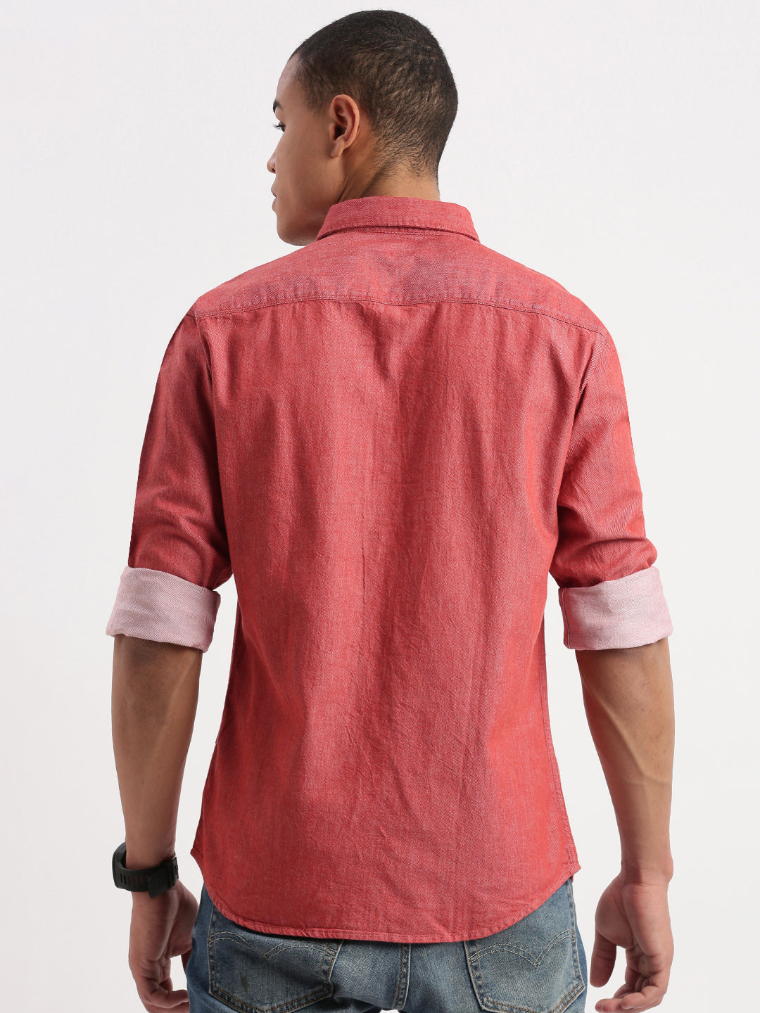 Men Solid Red Shirt