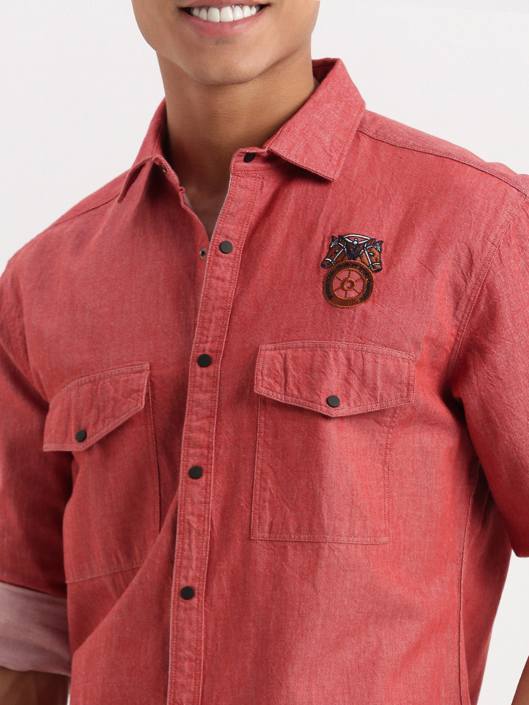 Men Solid Red Shirt