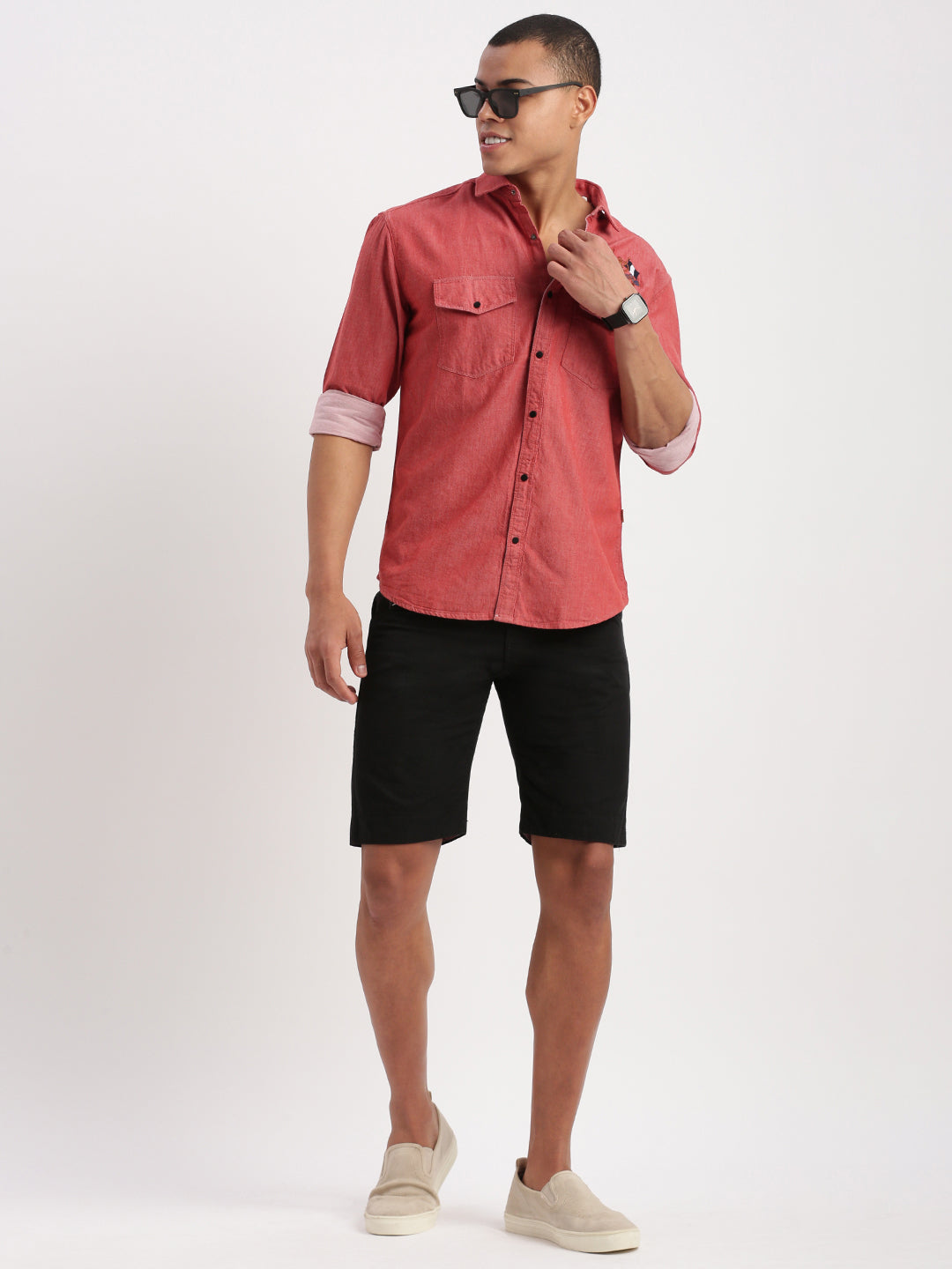 Men Solid Red Shirt