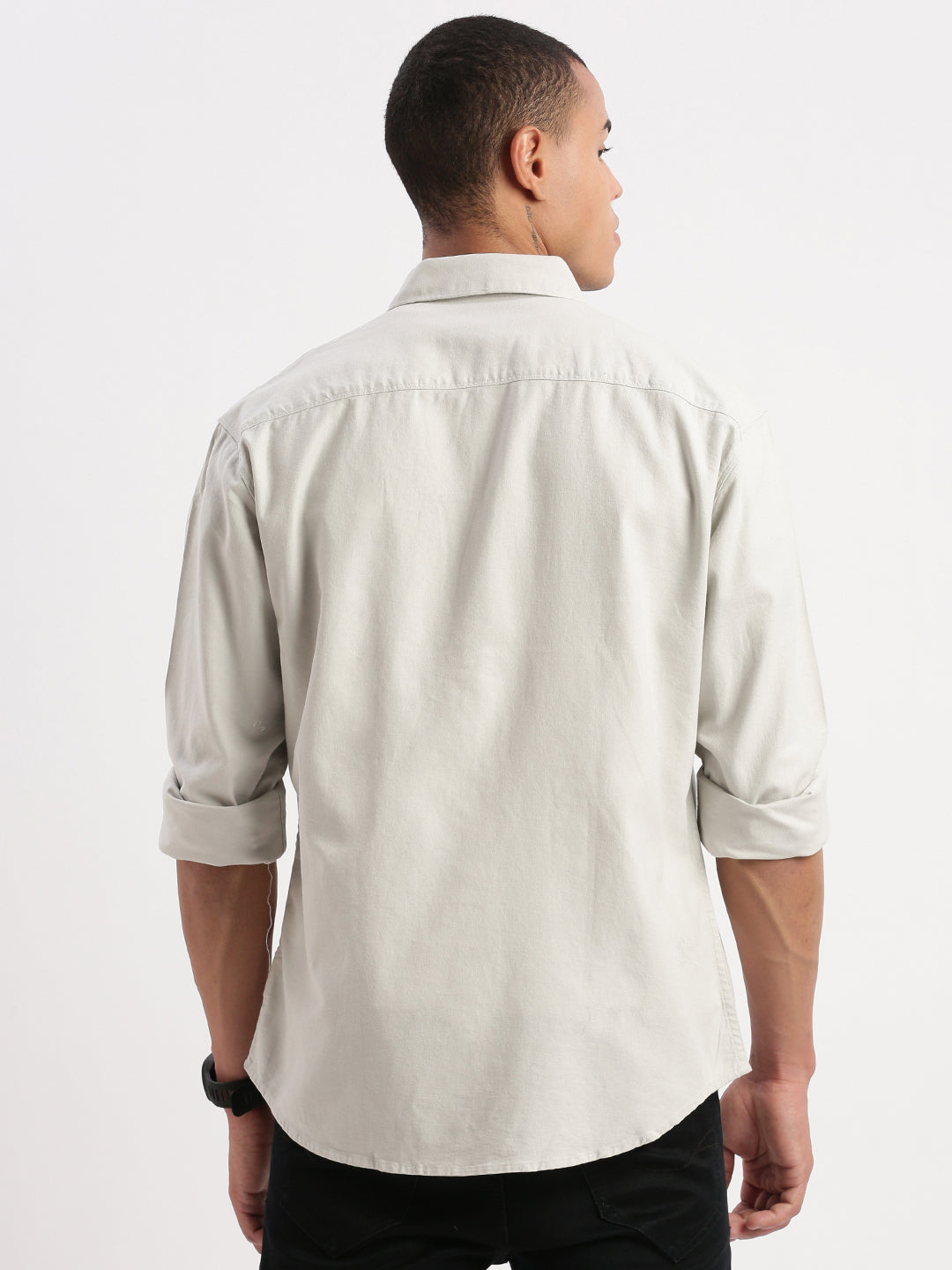 Men Solid Grey Shirt