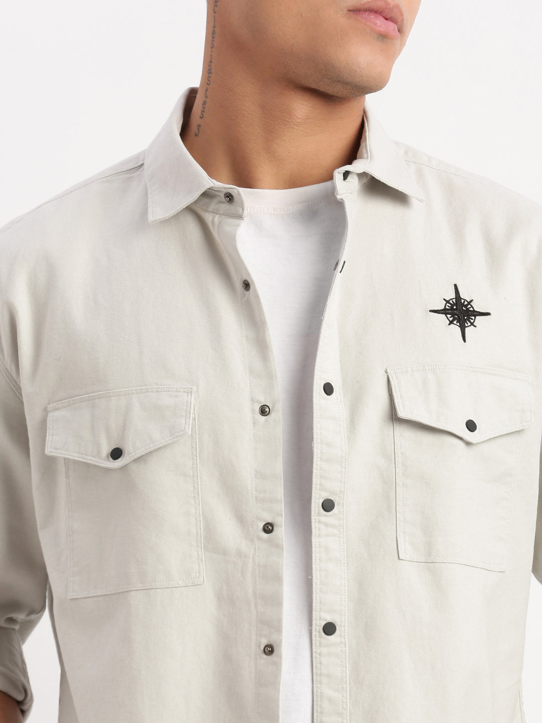 Men Solid Grey Shirt